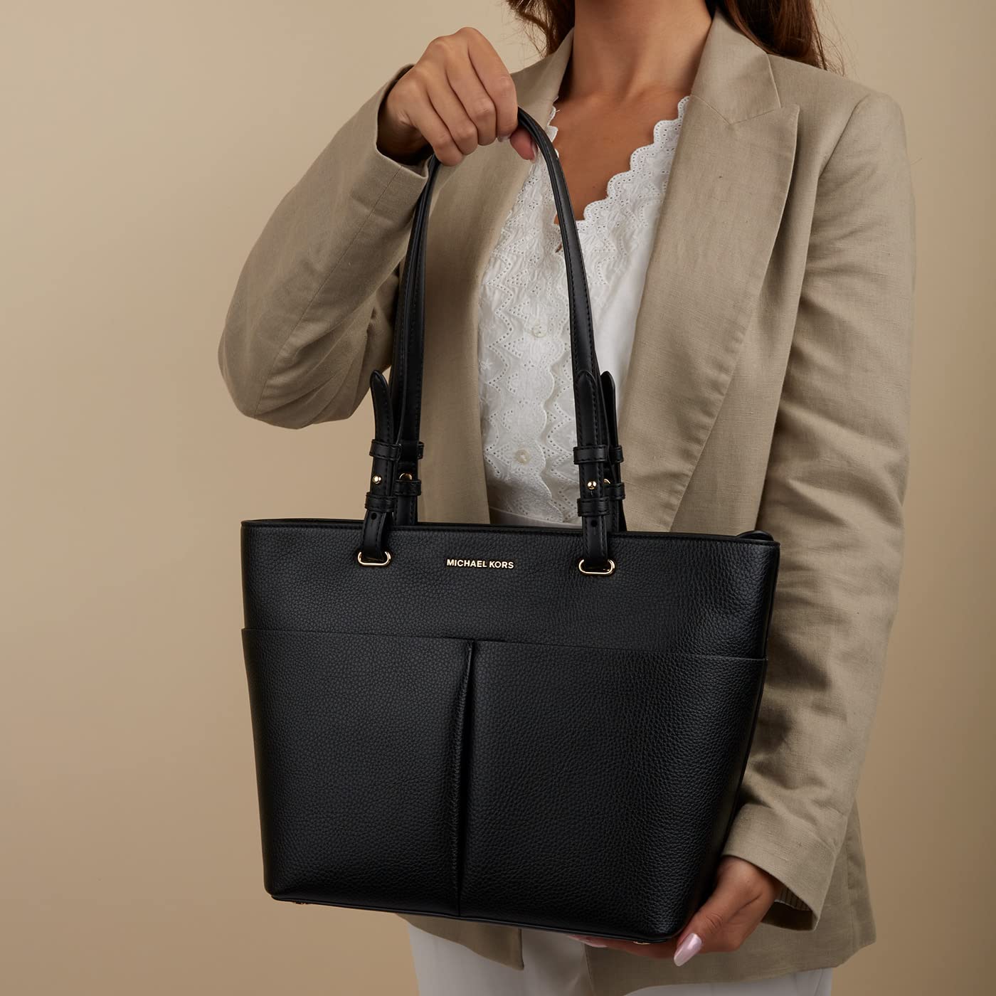 Michael Kors Signature Bright White Leather Crossbody Bag for Women - Perfect for Work, Travel & Everyday Use