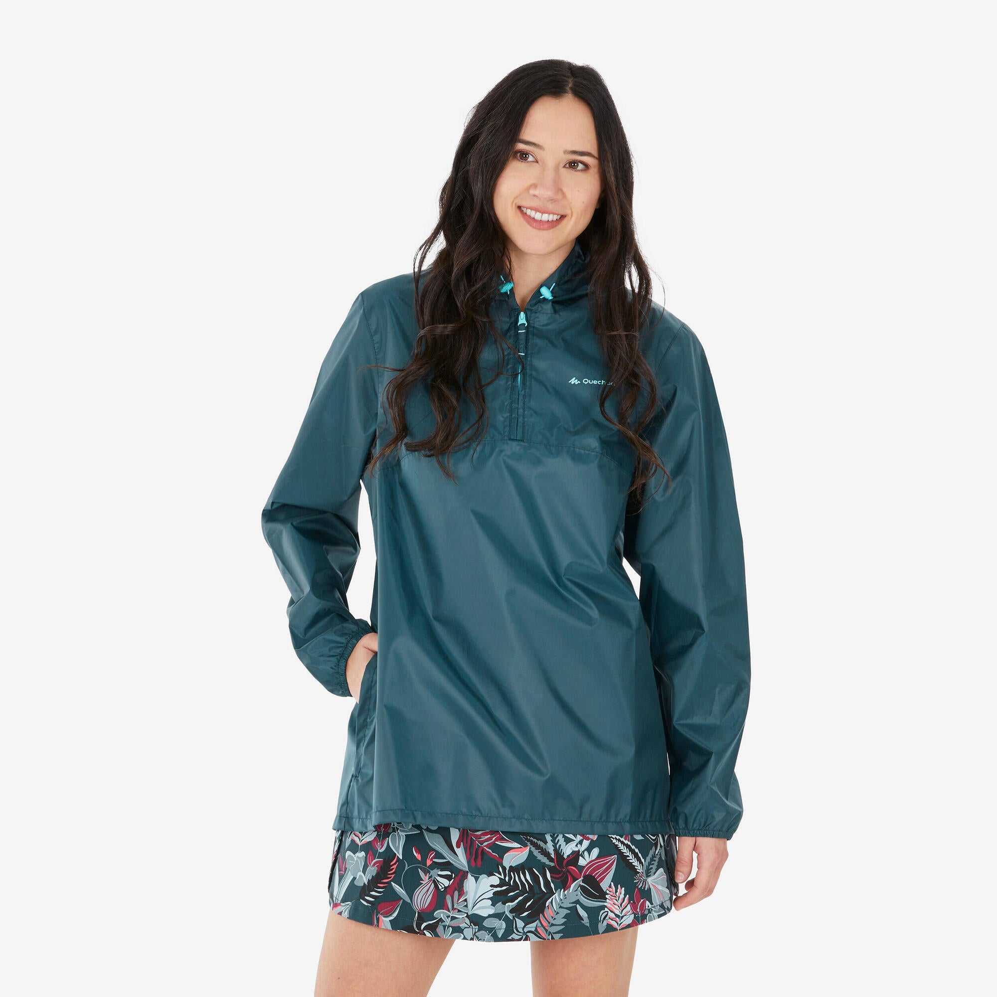 Quechua Women's Raincut 1 2 Windproof Waterproof Rain Jacket - Lightweight Hiking & Outdoor Waterproof Shell for Running, Camping, and Travel