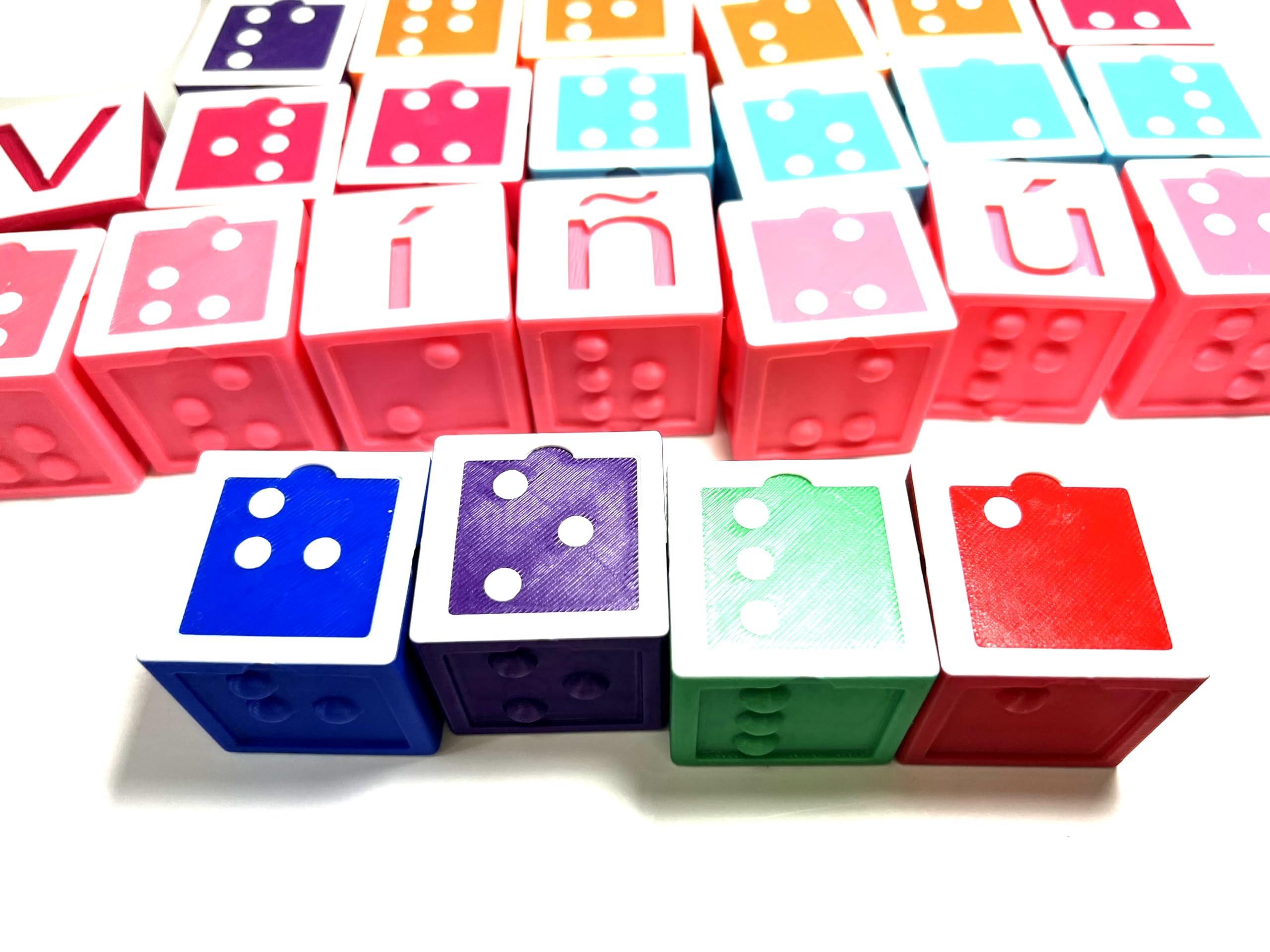 Braille Alphabet and Number Learning Blocks - Educational Toy for Kids with Spanish Text - Perfect for Early Childhood Development & Tactile Learning Activities