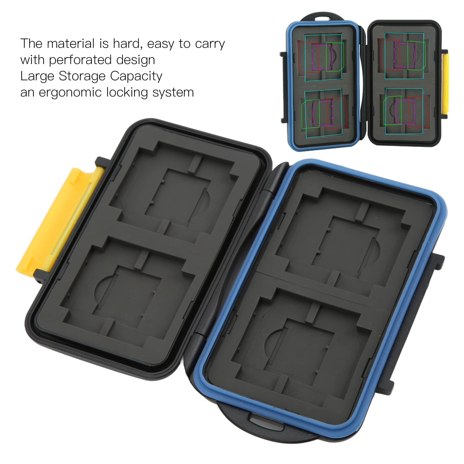 Shockproof Waterproof Memory Card Case - Large Capacity Storage for 4 CF/SD/XD/MSPD Cards | Portable & Dustproof Organizer for Photographers & Travelers
