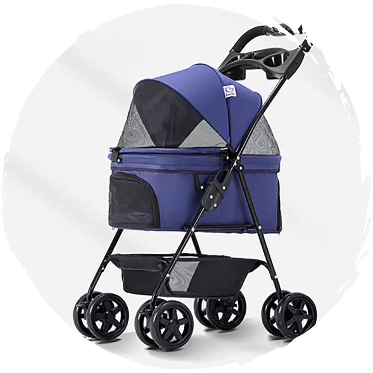BELLO Stylish 4-Wheel Swivel Foldable Dog Stroller - Pet Carrier up to 12kg (26 lbs) for Small Dogs, Cats - Perfect for Shopping, Travel, Walks & Outdoor Adventures
