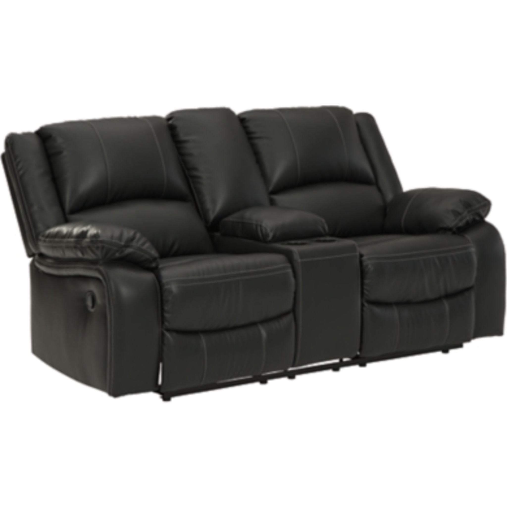Calderwell Black Reclining Loveseat with Console - Comfortable Two-Seater Sofa for Living Room, Home Theater, and Family Relaxation