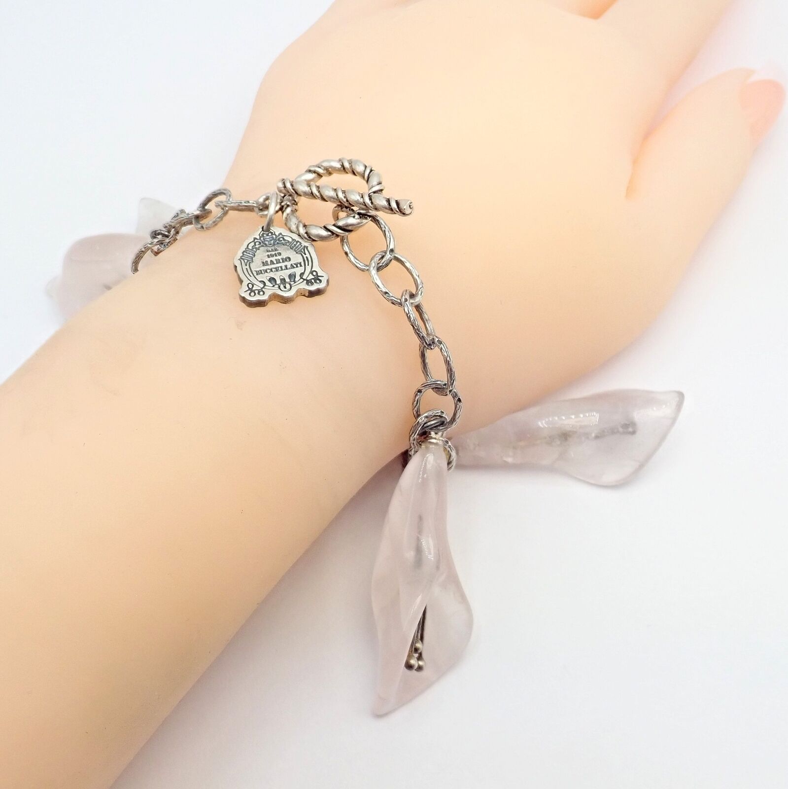 Vintage Mario Buccellati Sterling Silver Quartz Calla Lily Bracelet - Elegant Antique Jewelry for Women, Perfect for Weddings & Special Occasions