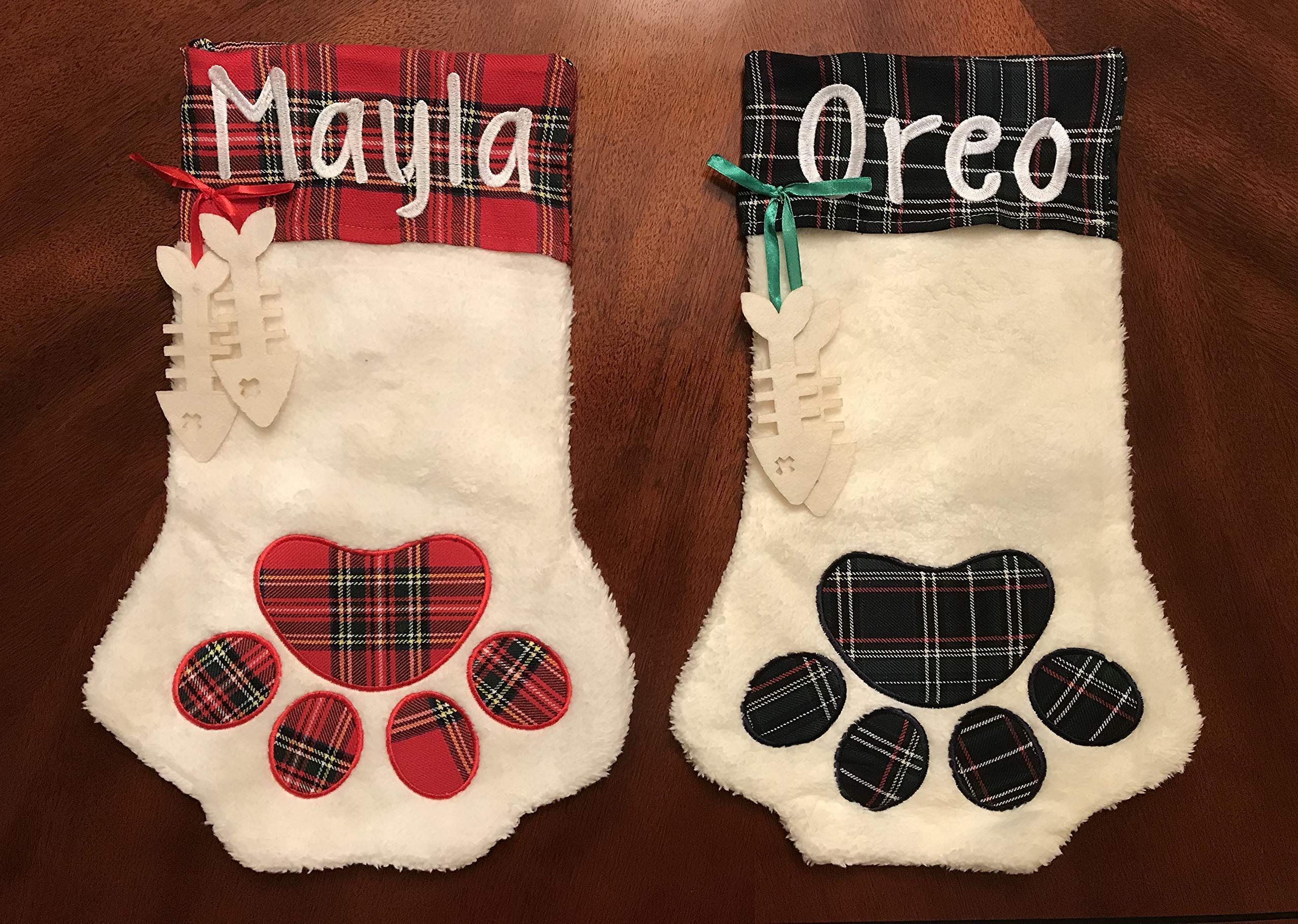 Personalized Pet Christmas Stocking for Dogs & Cats - Custom Paw Print & Paw Shaped Holiday Stocking - Perfect for Pet Lovers' Christmas Decor & Gift Giving
