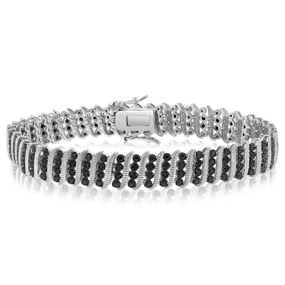 1 Carat Black Diamond Tennis Bracelet in Sterling Silver - Elegant Jewelry for Women, Perfect for Weddings, Parties & Special Occasions