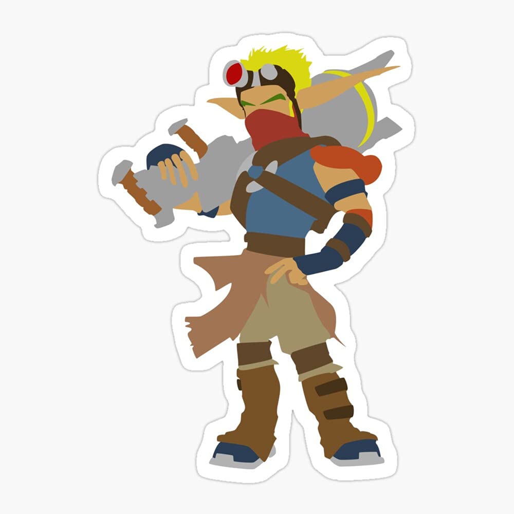 Jak 3 & Daxter Minimalistic Cute VSCO Vinyl Aesthetic Waterproof Stickers - Laptop, Hydro Flask, Skateboard, Computer Decals for Gaming & Outdoor Enthusiasts