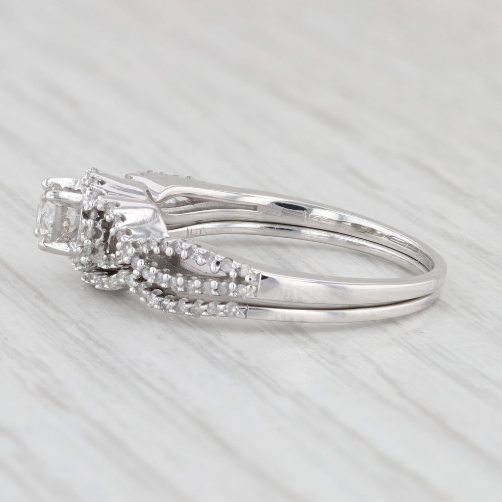 0.41ctw Diamond Engagement Ring & Wedding Band Set in 10k White Gold - Perfect for Proposals, Anniversaries & Bridal Jewelry
