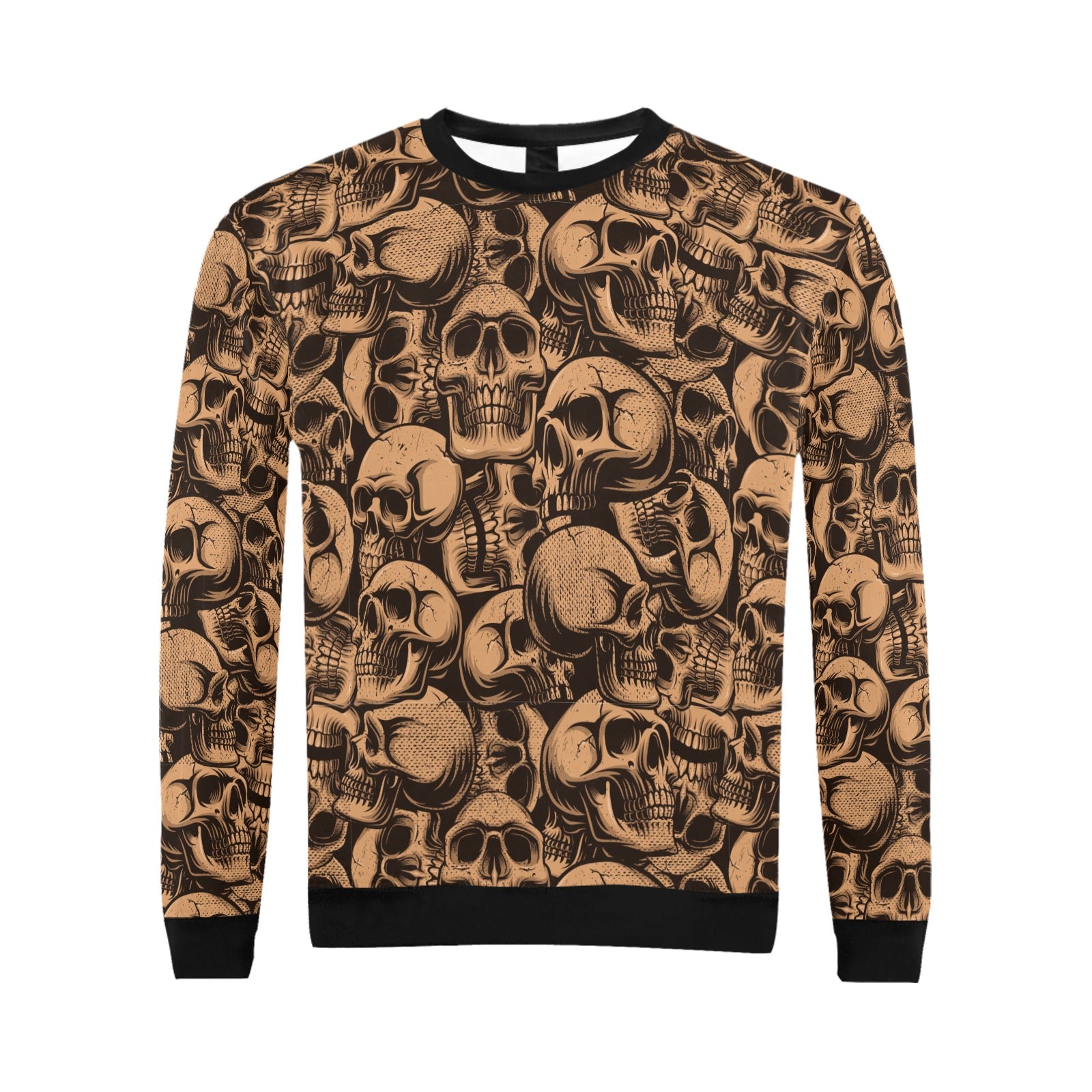Bronze Skulls Men's Crew Neck Sweatshirt - Gothic Streetwear Pullover for Casual Outfits & Halloween Costumes