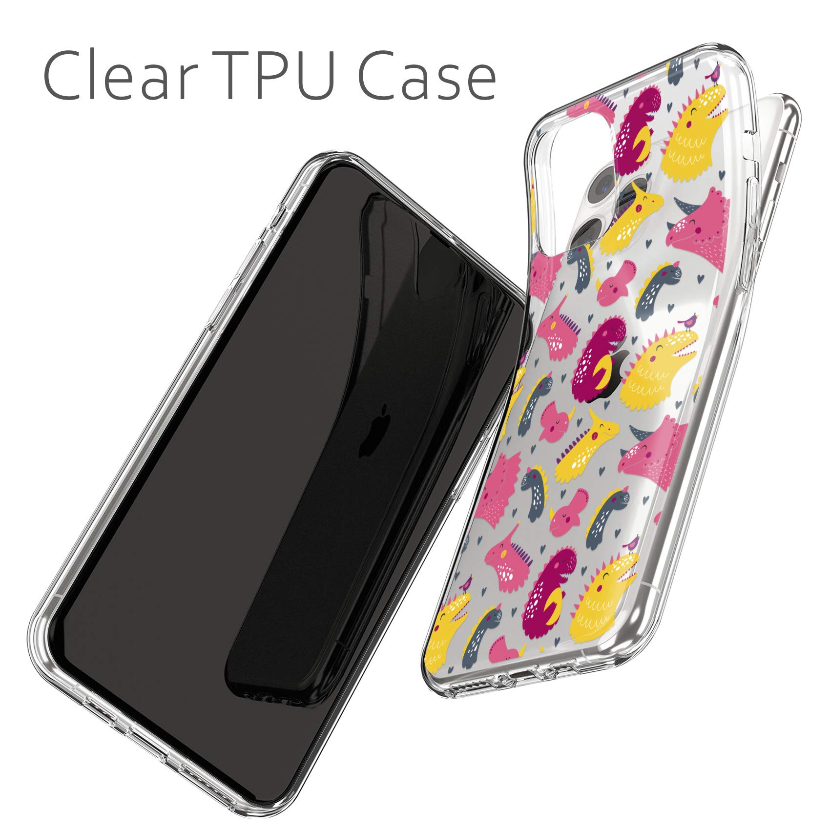 Cute Dinosaur Print PU Leather Wrist Band for Apple Watch Series 7/6/5/4/3/2/1/SE (38-40-41-42-44-45mm) - Matching Phone Case & Fantasy Bird Strap - Perfect for Kids, Teens and Dinosaur Lovers - Great for School, Workouts and Everyday Wear