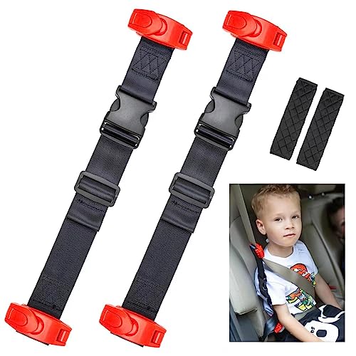Child Seat Belt Adjuster for Kids & Short Adults - 2 Pack, Car Safety Belt Positioner with Shoulder & Neck Protection - Ideal for Travel, School, and Family Road Trips