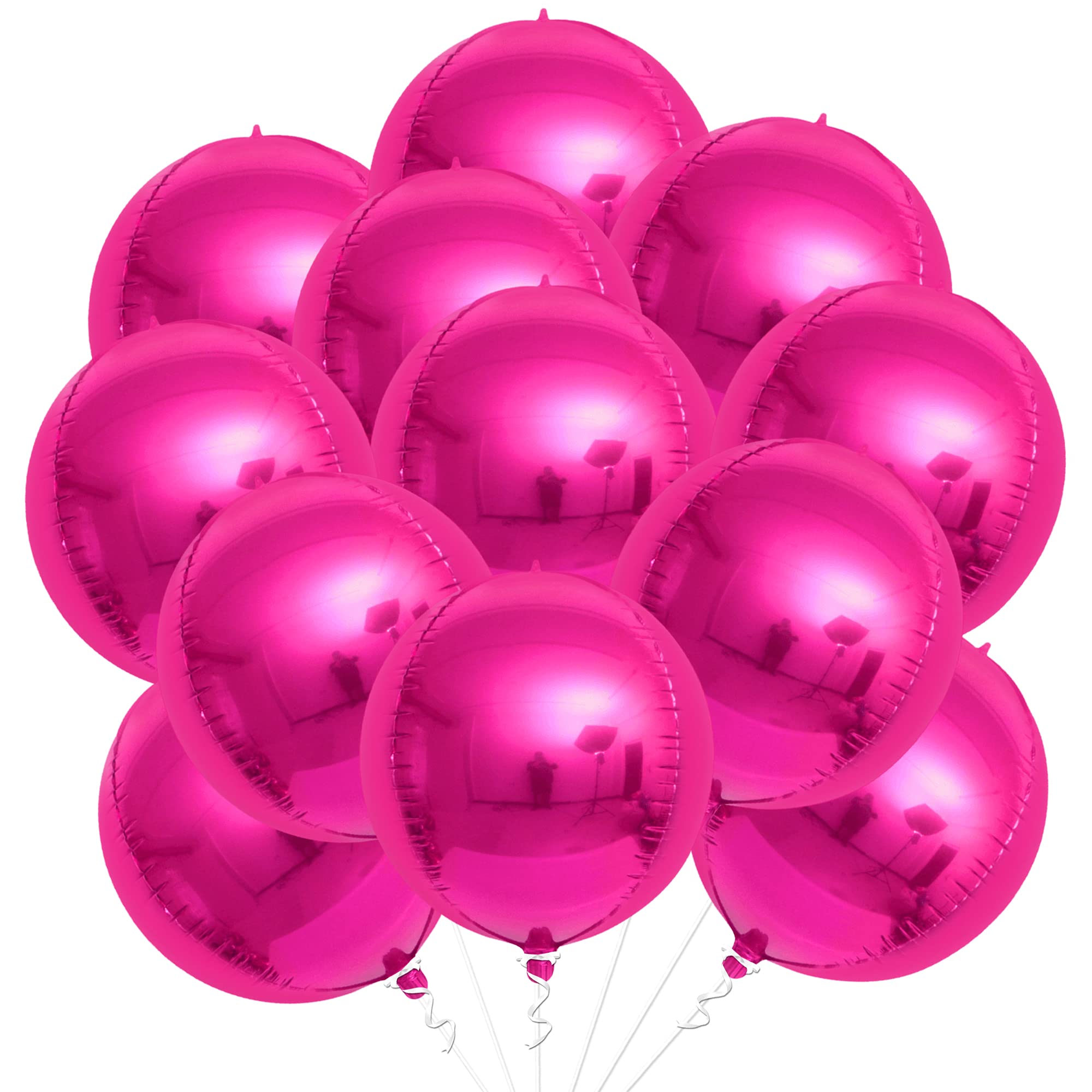 KatchOn 22 Inch Large Hot Pink Balloons - Pack of 12 | Premium Mylar Foil Balloons for Galentine's Day, Birthday & Party Decorations | Perfect for Baby Showers, Bridal Showers & Anniversary Celebrations