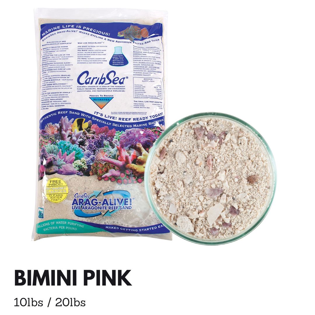 Caribsea Aragalive Bimini Pink Live Sand - 10/20lbs for Saltwater Aquariums | Natural Marine Substrate for Reef Tanks & Coral Growth