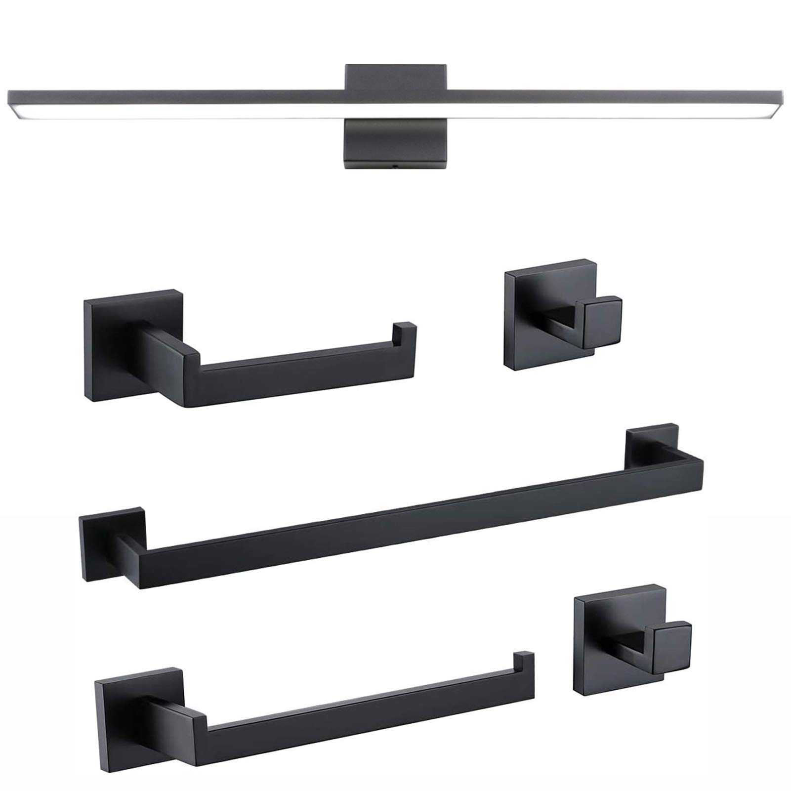 Ralbay 31.5 Inch Modern LED Black Vanity Light - 6-Piece Bathroom Lighting Set with 28W Frosted Aluminum Fixtures, 6000K Cool White for Bathroom Vanity, Mirror, and Makeup Area Lighting