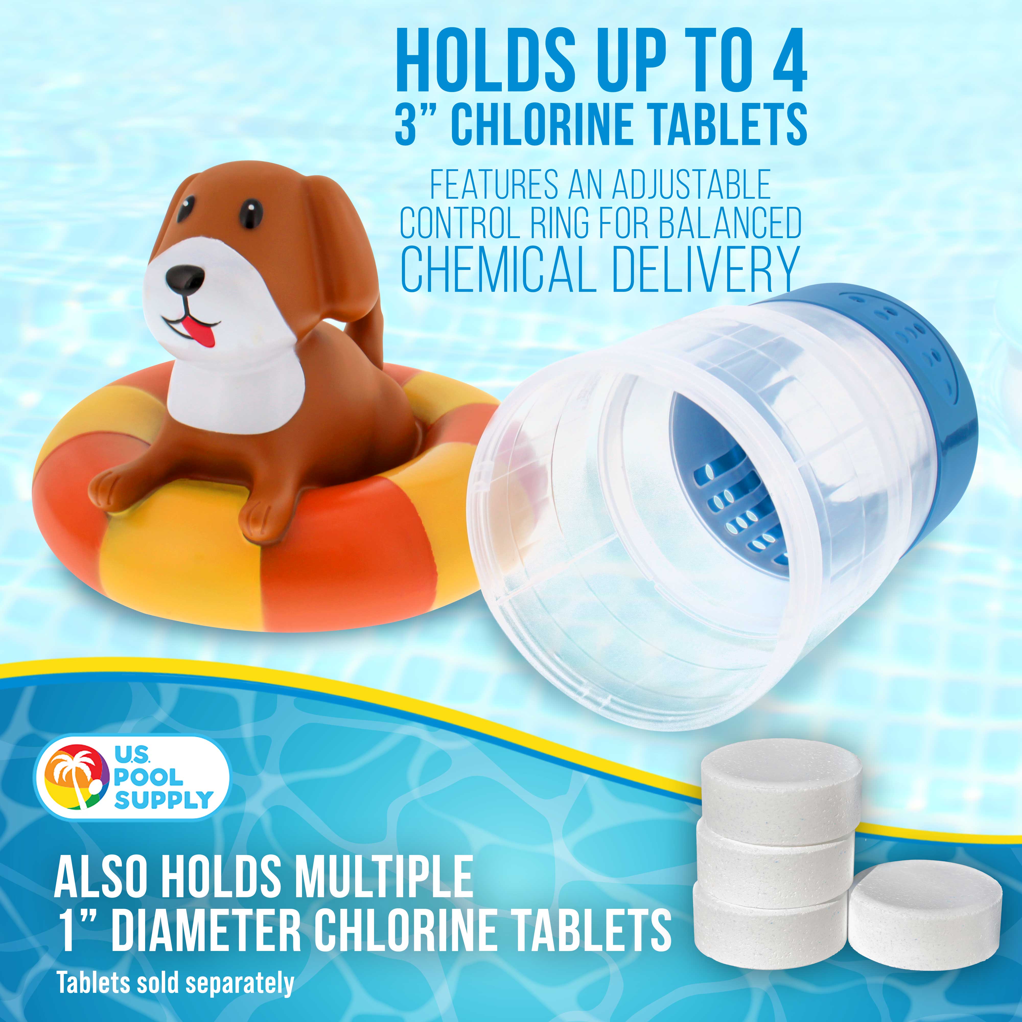 Puppy Dog Floating Pool Chlorine Dispenser - Collapsible Base Holds 3 Tablets, Cute Pet-Themed Pool Float for Dogs | Perfect for Backyard Pools, Summer Fun & Pet Water Safety