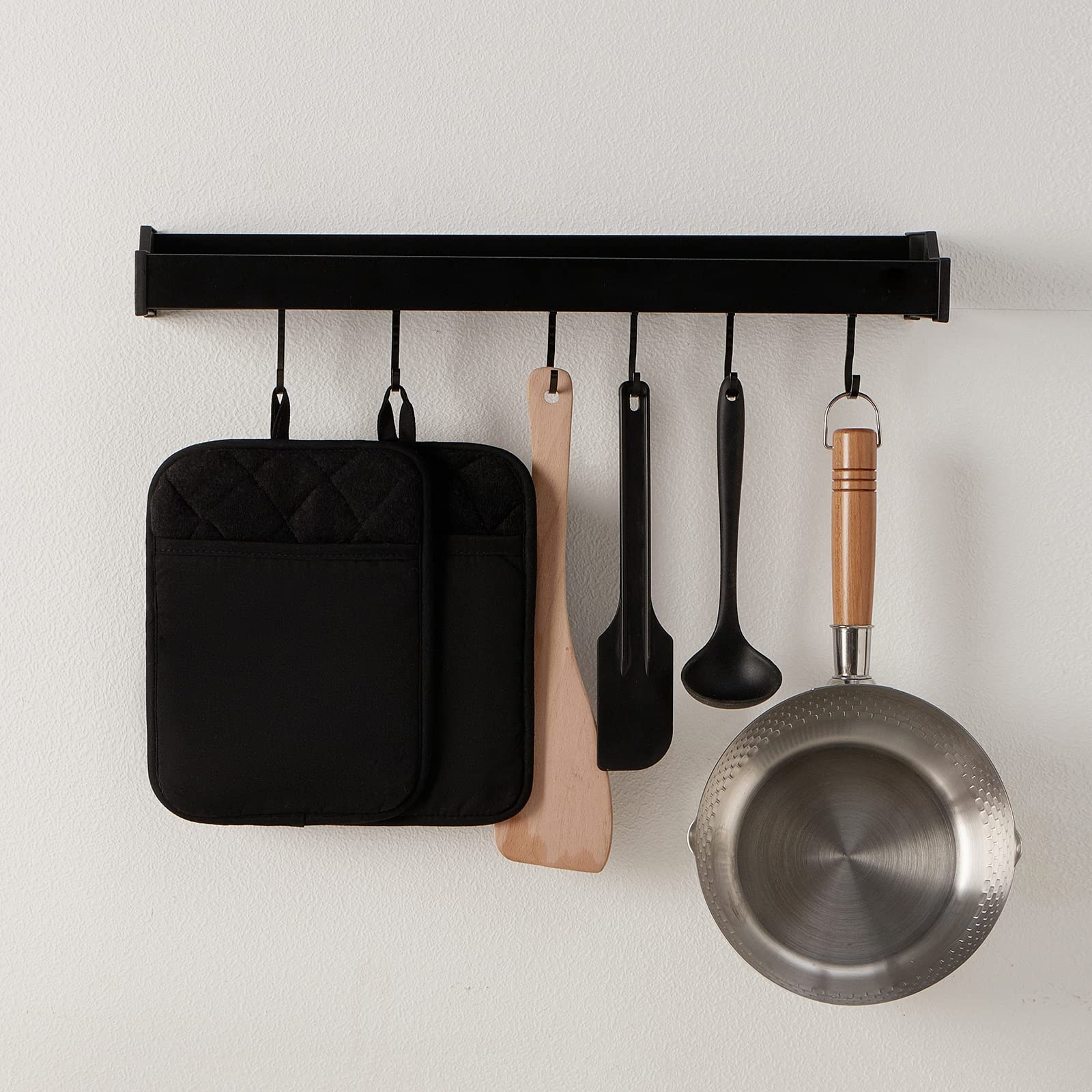 Heat Resistant Silicone Pot Holder Set - 2 Piece Non-Slip Oven Mitts with Pocket (7