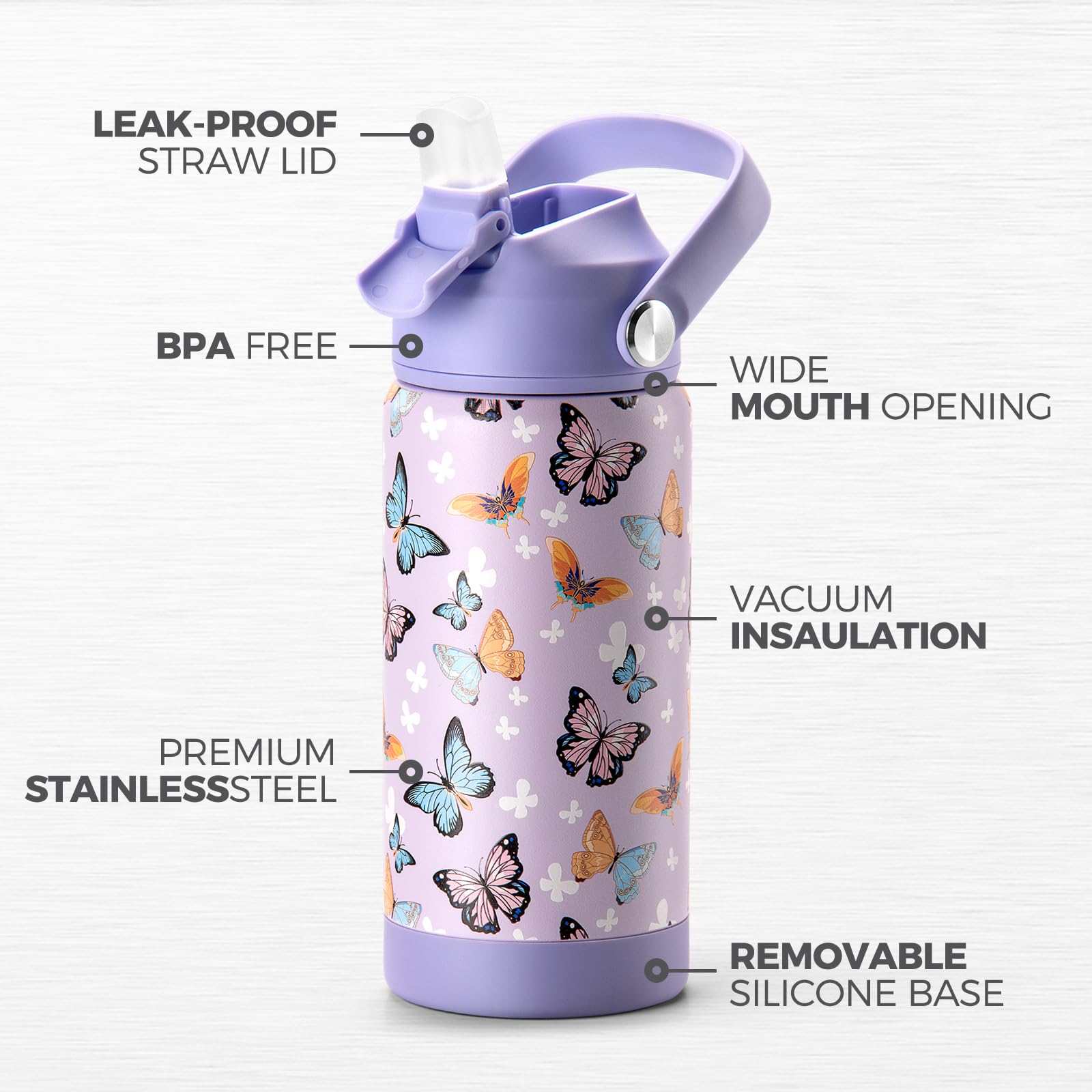Choco Mocha Insulated Stainless Steel Water Bottle for Kids - 14Oz Leak-Proof School Water Bottle, BPA-Free & Double-Walled for Hot/Cold Drinks - Perfect for School, Sports & Outdoor Activities (Pink)