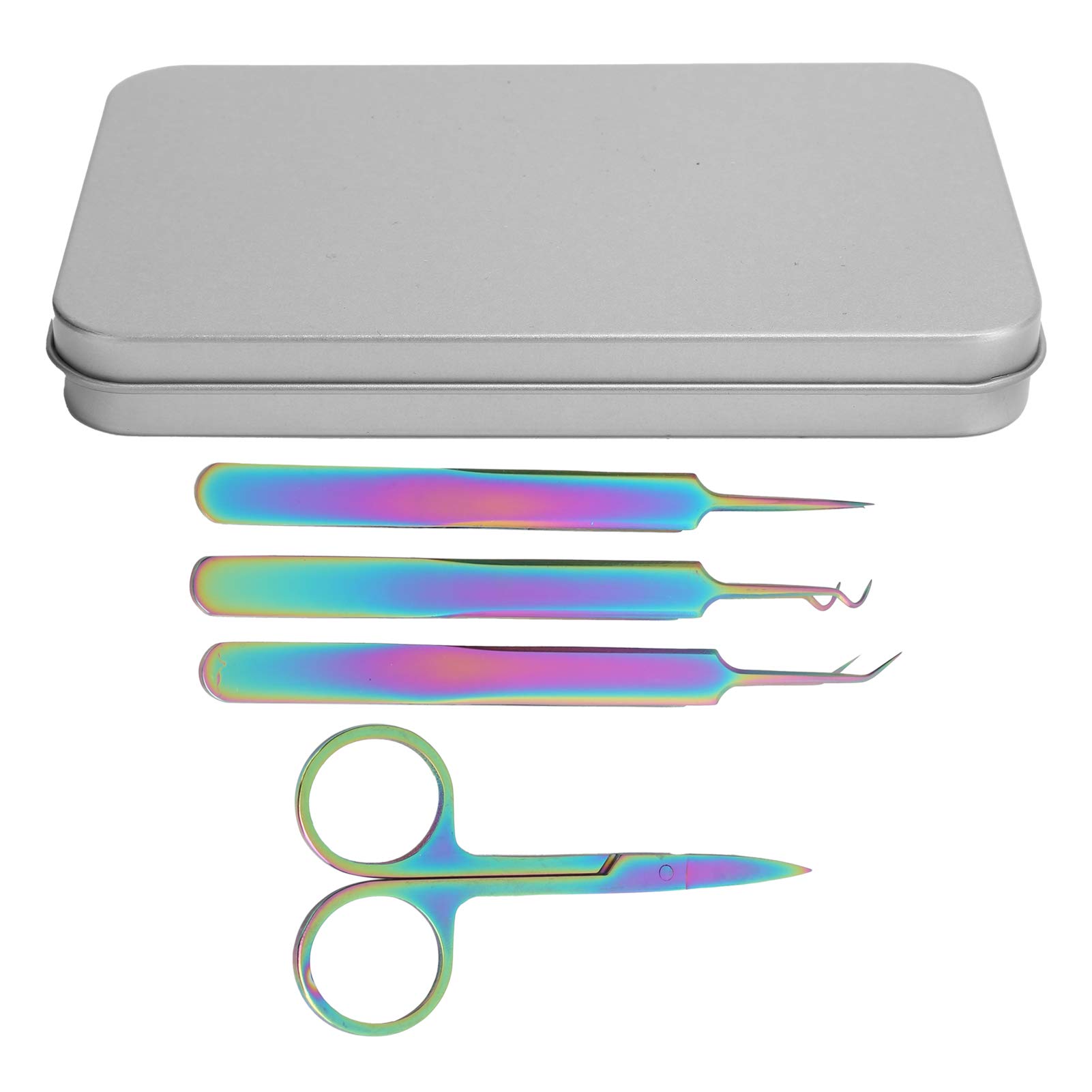 Professional Stainless Steel Nail Art Tweezers & Scissors Set with Storage Case - Precise Manicure Tools for Salon, DIY Nail Designs, False Eyelash Application & Beauty Care