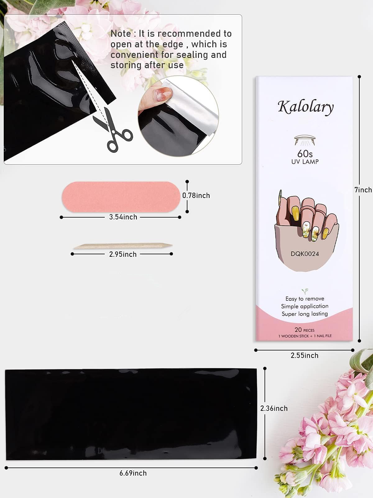 Kalolary Sunflower Gel Nail Polish Strips - Daisy Nail Art Stickers Kit for Summer Manicure | Includes Cuticle Pusher & Nail File | Perfect for Vacation, Beach Trips & Summer Parties