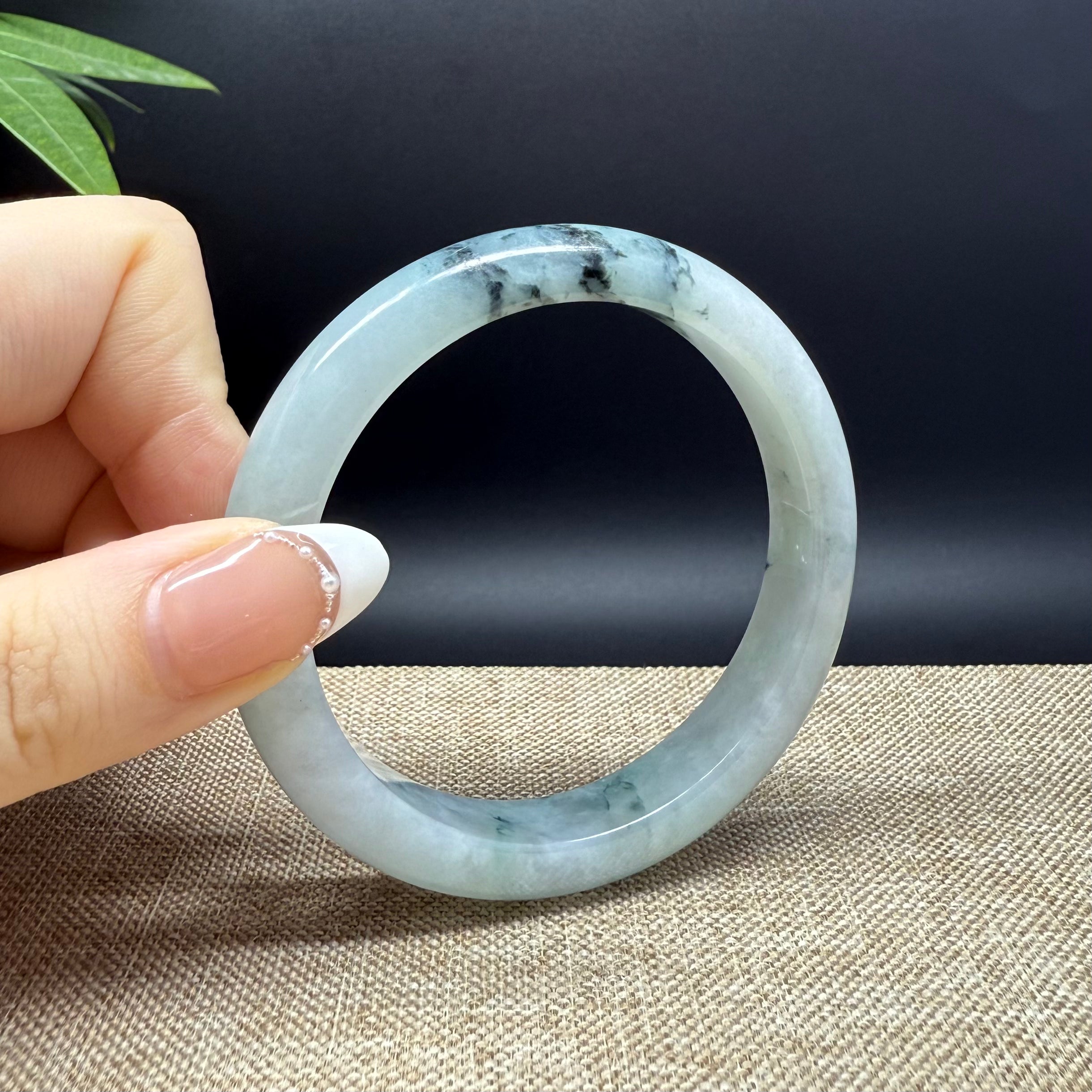 Authentic Burmese Green Jadeite Bangle Bracelet 57.9mm - Elegant Handmade Jewelry for Women, Perfect for Weddings, Gifts & Special Occasions