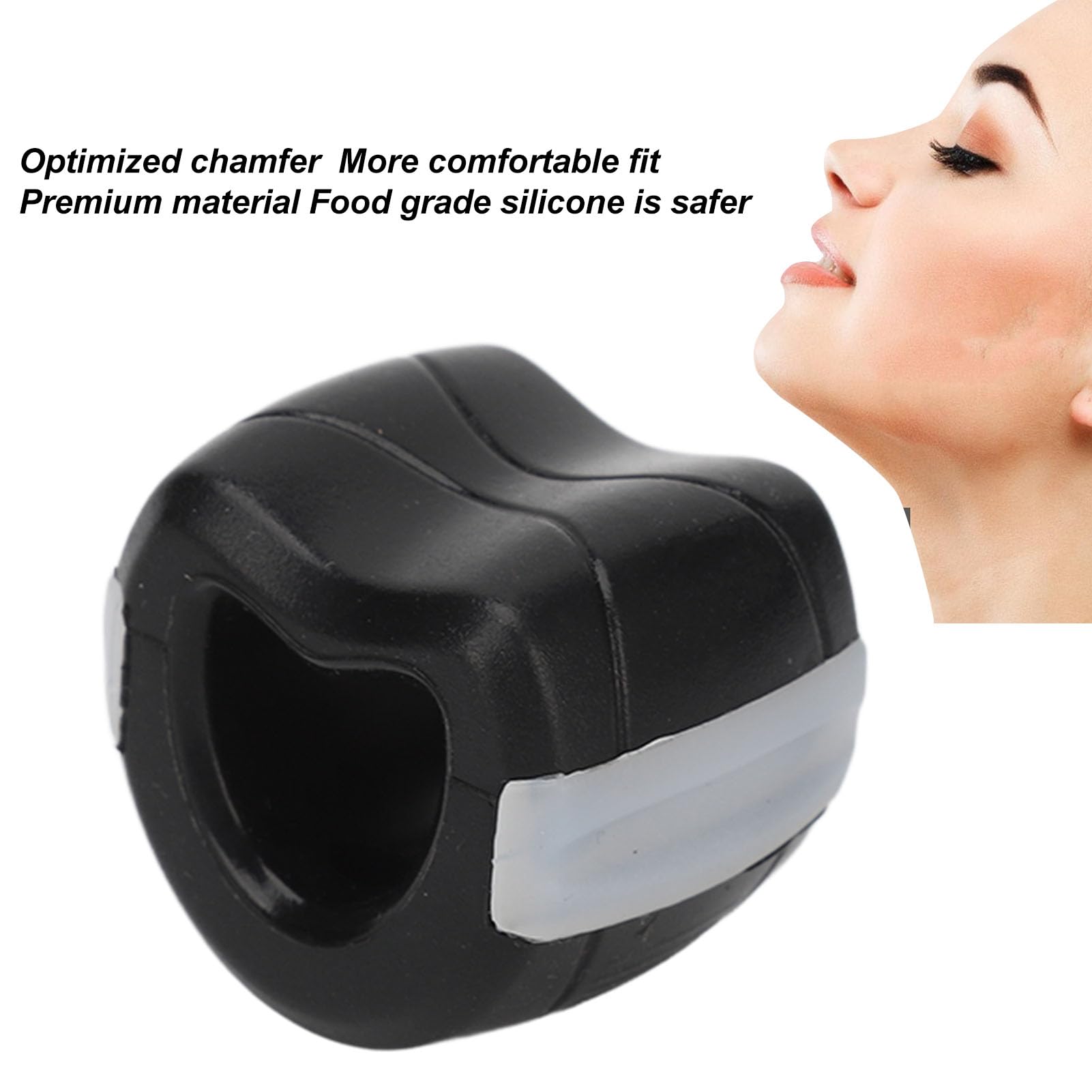 EXCLUZO Facial Jaw Exerciser - Silicone Slimming Jaw Trainer for Double Chin Reduction & Face Toning - Neck & Jawline Workout for Men & Women (Black) - Perfect for Home Gym, Fitness & Beauty Routine