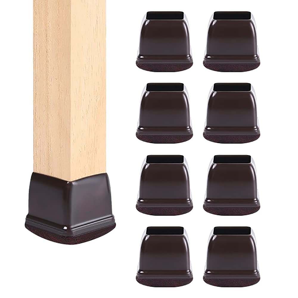 8Pcs Square Chair Leg Caps - Non-Slip Rubber Furniture Floor Protectors (19-25mm) - Prevent Scratches & Reduce Noise for Hardwood Floors - Perfect for Dining Chairs, Office Furniture & Home Tables