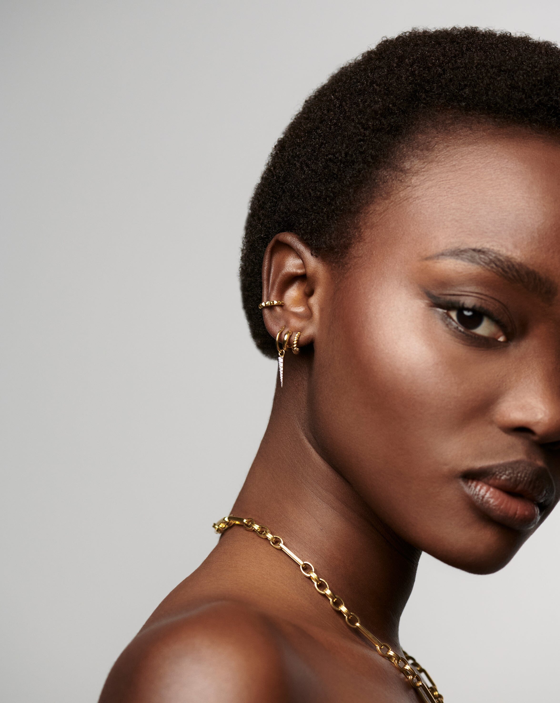 18K Gold Vermeil Radial Double Huggie Earrings – Elegant Hoop Earrings for Women, Perfect for Parties, Weddings & Everyday Wear