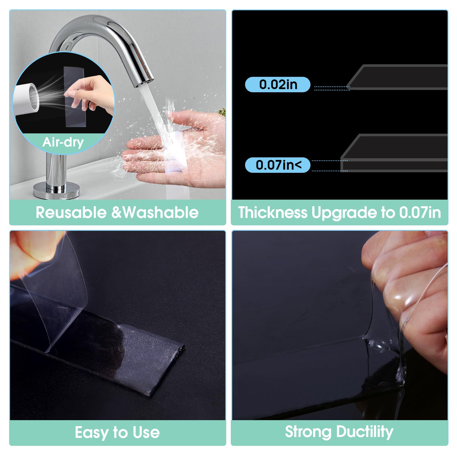 Alien Tape Heavy Duty Double Sided Adhesive - Extra Large Nano Grip Clear Mounting Tape for Pictures, Posters & Decor - Removable Wall Hanging Strips & Carpet Tape (16.5FT) - Perfect for Home, Office & Car Organization