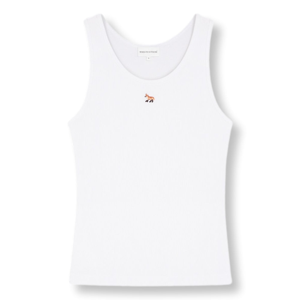 MAISON KITSUNE W Baby Fox Ribbed Tank Top White - Women's Fashion Staple for Summer Outfits & Casual Wear