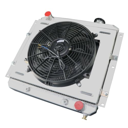 3 Row Aluminum Radiator with Shroud & Fan for Toyota Land Cruiser FJ40 FJ45 3.9L 4.2L (1958-1984) - Direct Replacement Cooling System Upgrade for Off-Road & Classic Car Restoration