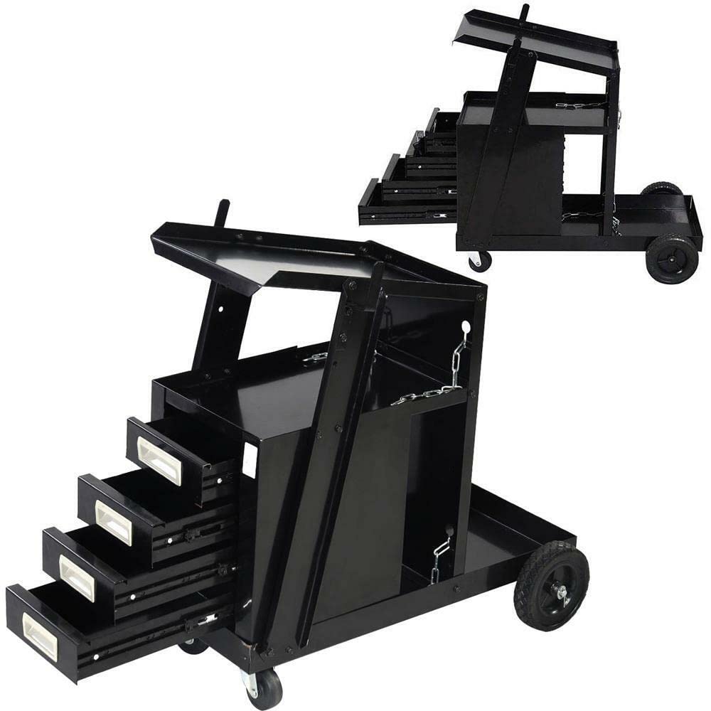 Durable 4-Drawer Welding Cart for Cabinet Welders - High-Strength Iron Construction with Smooth Rolling Wheels | Plasma Cutter Storage & Workshop Organizer | Perfect for Metal Fabrication, Automotive Repair & DIY Projects