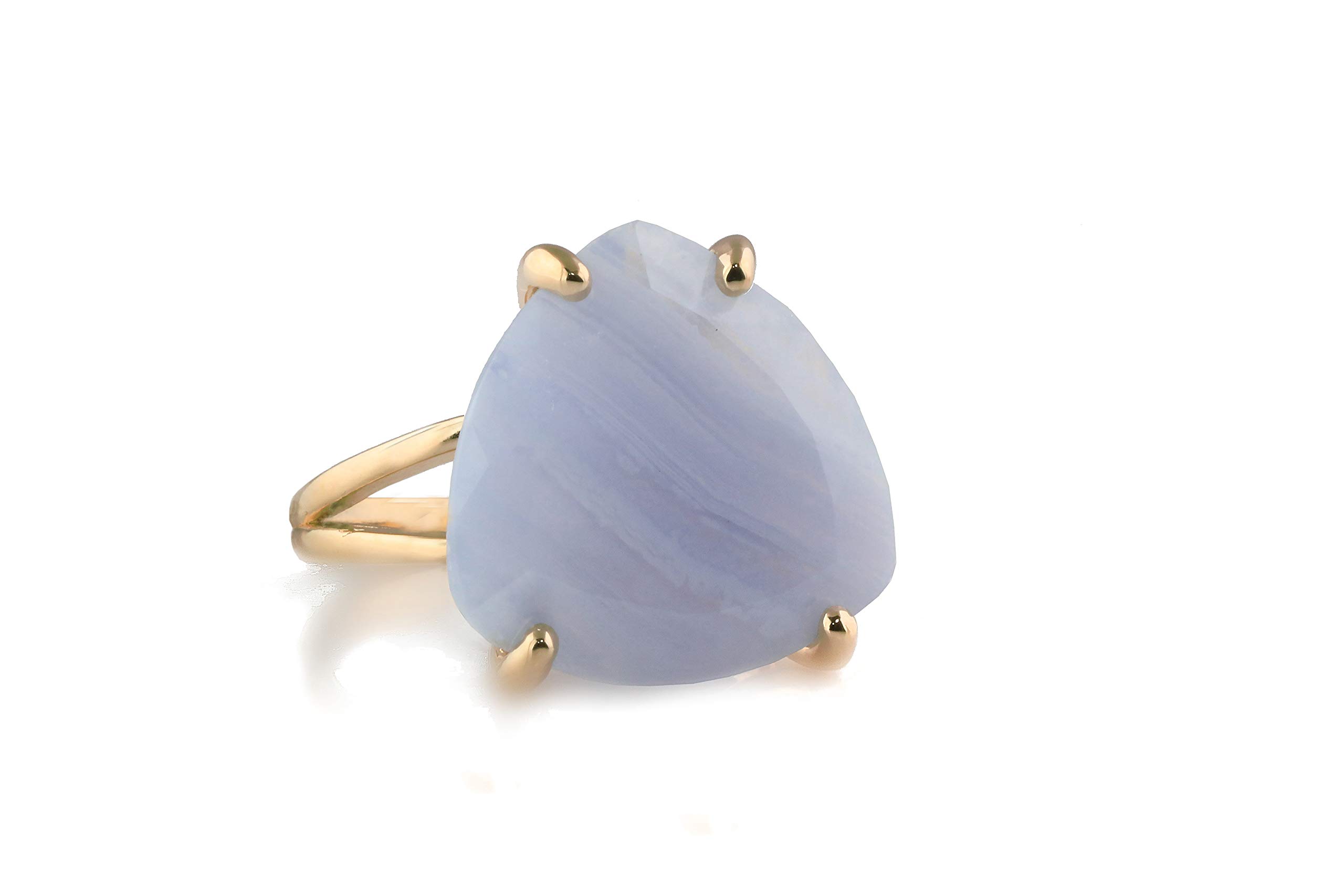 14k Gold Handmade Anemone Jewelry Lace Agate Cocktail Ring - Elegant Statement Ring for Women, Perfect Gift with Jewelry Box - Ideal for Parties, Weddings & Stacking
