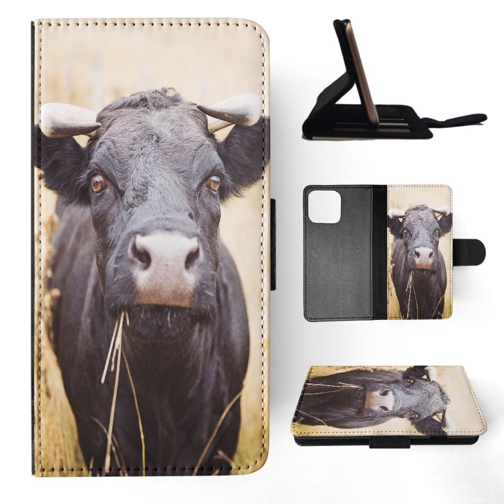 Cow Bull Farm Animal Cattle #21 Flip Wallet Phone Case for Apple iPhone 15 Pro Max - Durable Leather Cover with Card Slots for Farmers, Ranchers & Country Lovers