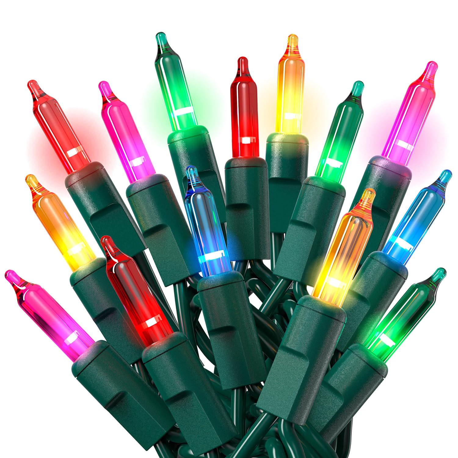 PREXTEX 60ft 300 LED Multicolor Christmas Lights with Green Wire - Twinkling Mardi Gras String Lights for Indoor & Outdoor Decor | Perfect for Christmas Trees, Parties, and Holiday Home Decoration