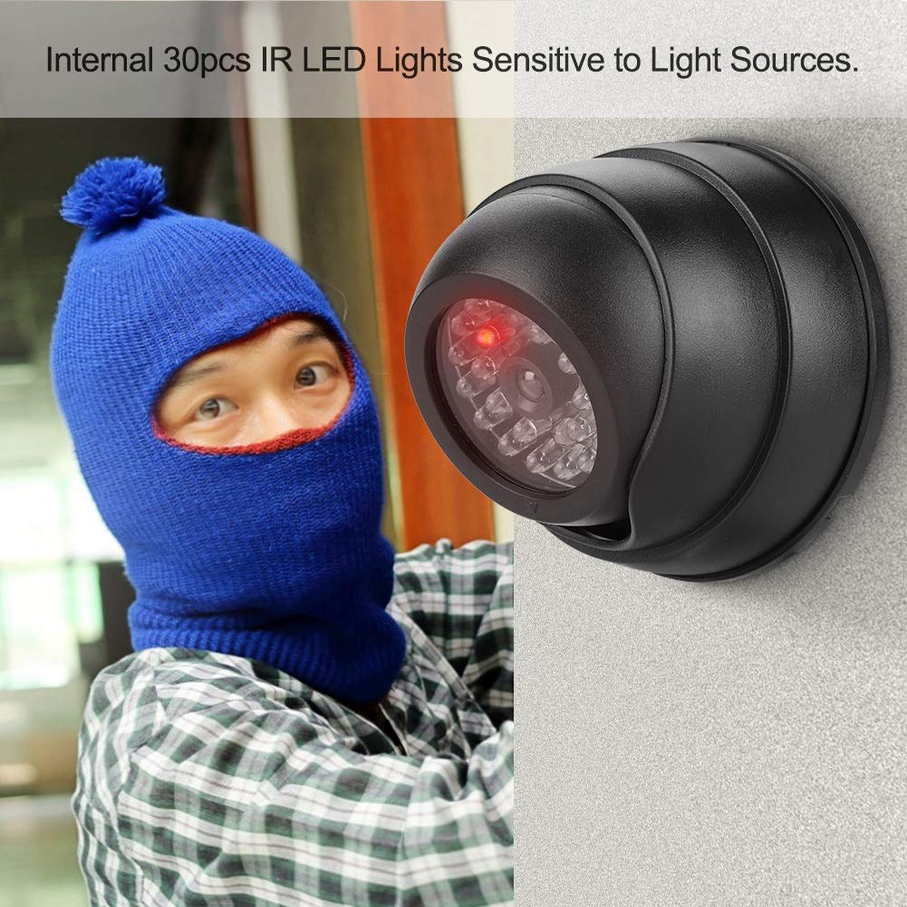 MR-18 Fake Dome Security Camera with 30 IR LEDs - Dummy CCTV Surveillance Camera for Outdoor Use - Ideal for Home, Office & Business Security Deterrent