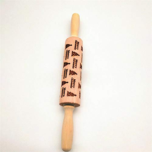 Allkpoper Christmas Embossing Rolling Pin for Baking - Cookie, Noodle & Fondant Dough Maker - Chocolate Flavor - Perfect for Holiday Cookies, Cake Decorating & DIY Baking Gifts