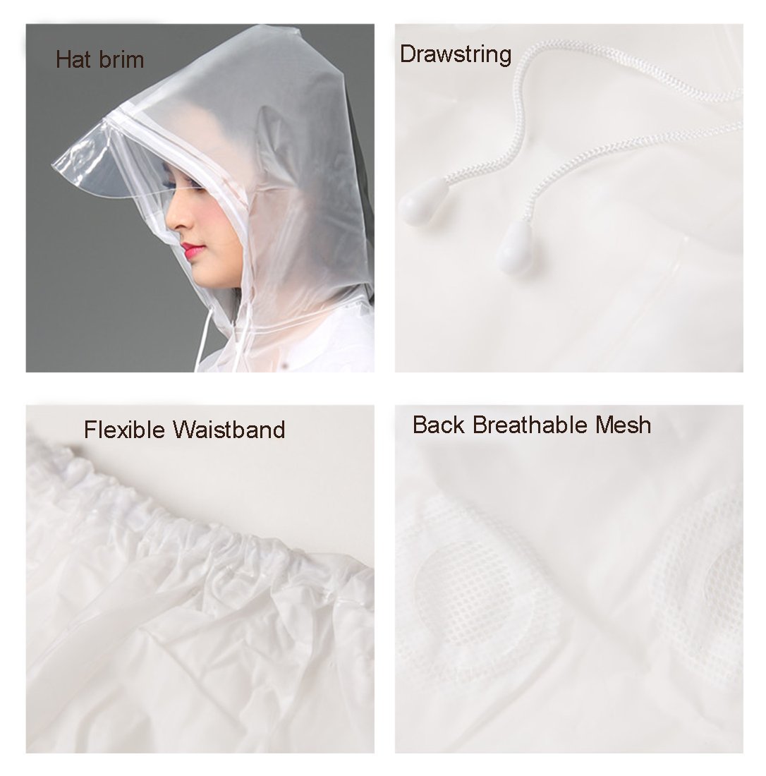 Freesmily Reusable Waterproof Raincoat Set for Women & Men - Transparent Rain Suit with Hood, Jacket & Pants - Ideal for Hiking, Camping, Fishing & Outdoor Activities