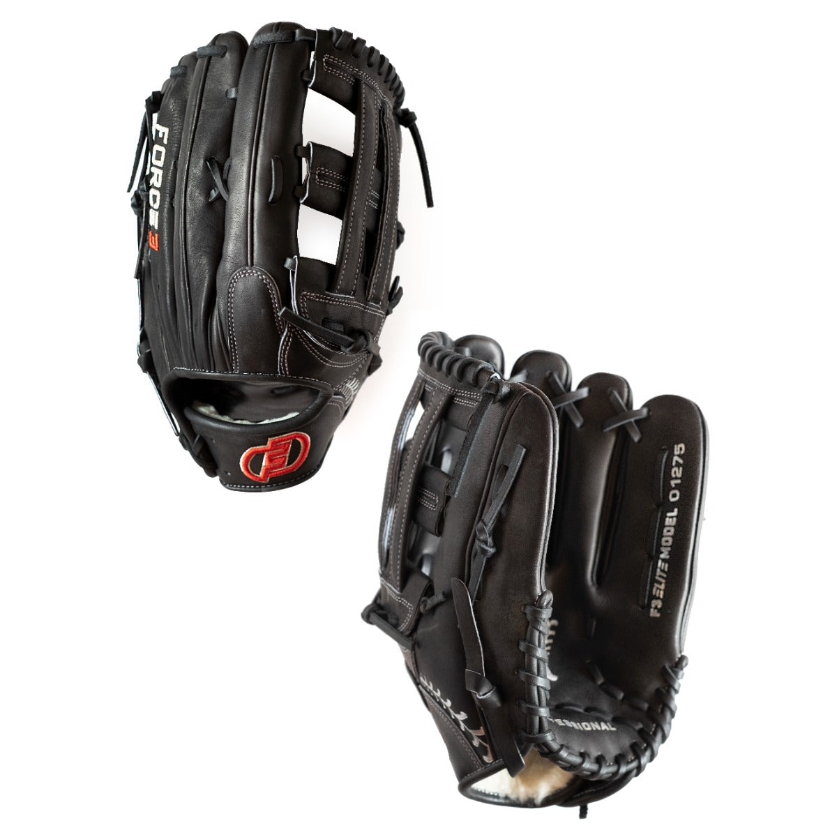 FORCE3 ELITE Series Outfielder's Baseball Glove - Premium Black Leather for High Performance | Perfect for Outfield Training & Competitive Games