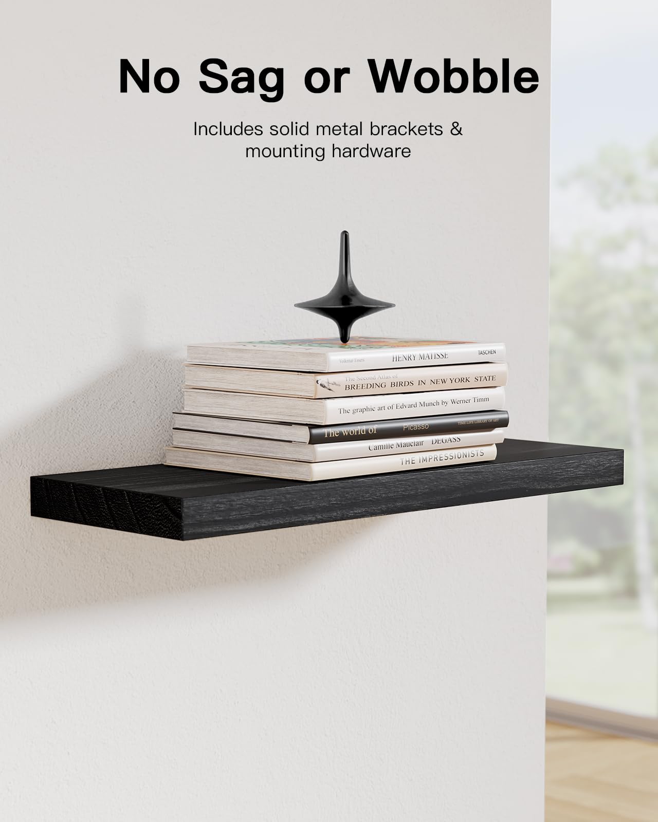AMADA HOMEFURNISHING Floating Shelves Set of 4 - Natural Paulownia Wood Wall Shelves for Bathroom, Living Room, Bedroom, Kitchen & Home Office - Rustic Home Storage & Organization Solution - Perfect for Displaying Decor, Books & Essentials (AMFS40B)
