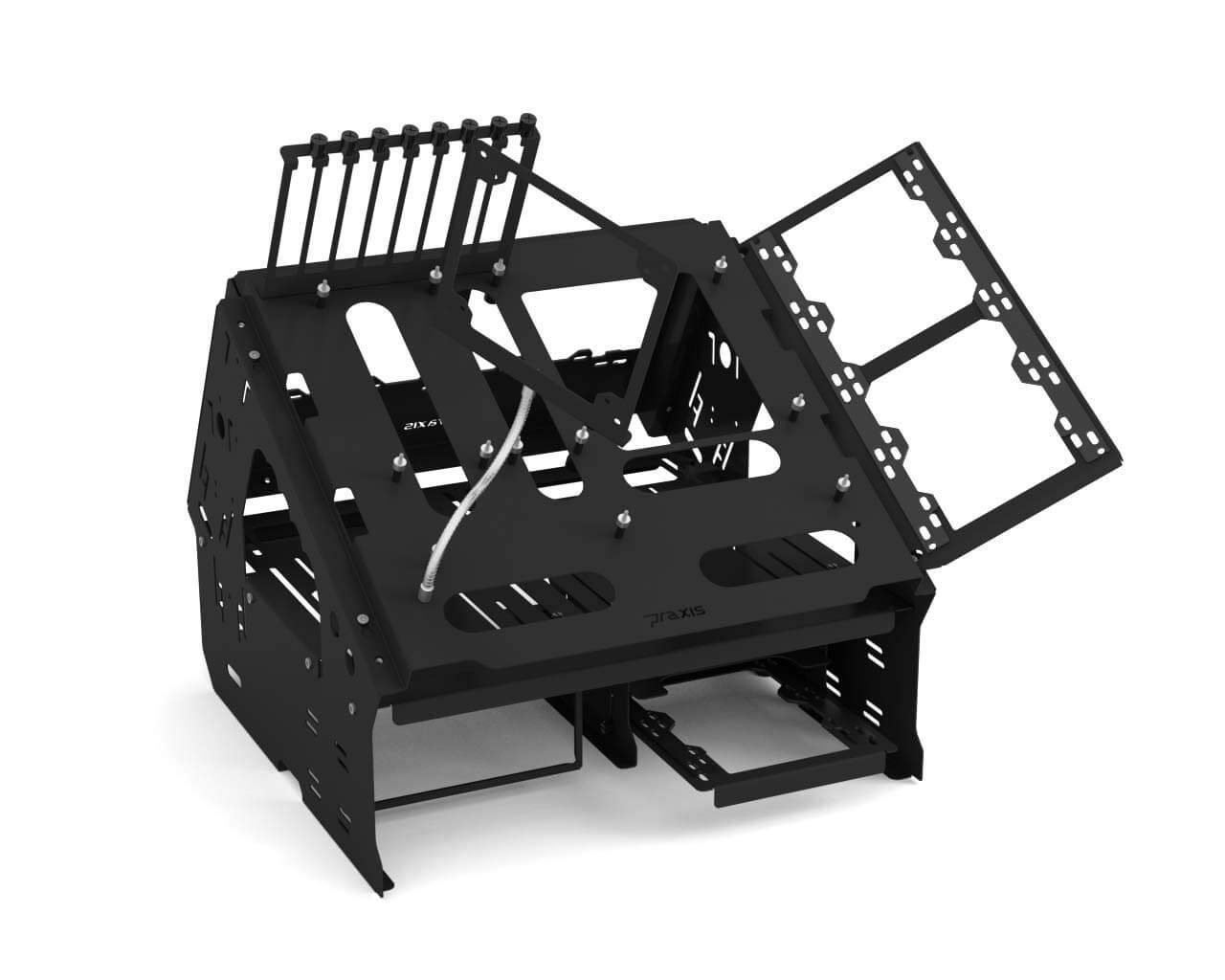 Praxis WetbenchSX Open Air Computer Test Bench Pro - Angled Edition - Black | PC Hardware Testing Station for Gamers & Tech Enthusiasts | Perfect for Overclocking, Build Testing & Component Maintenance