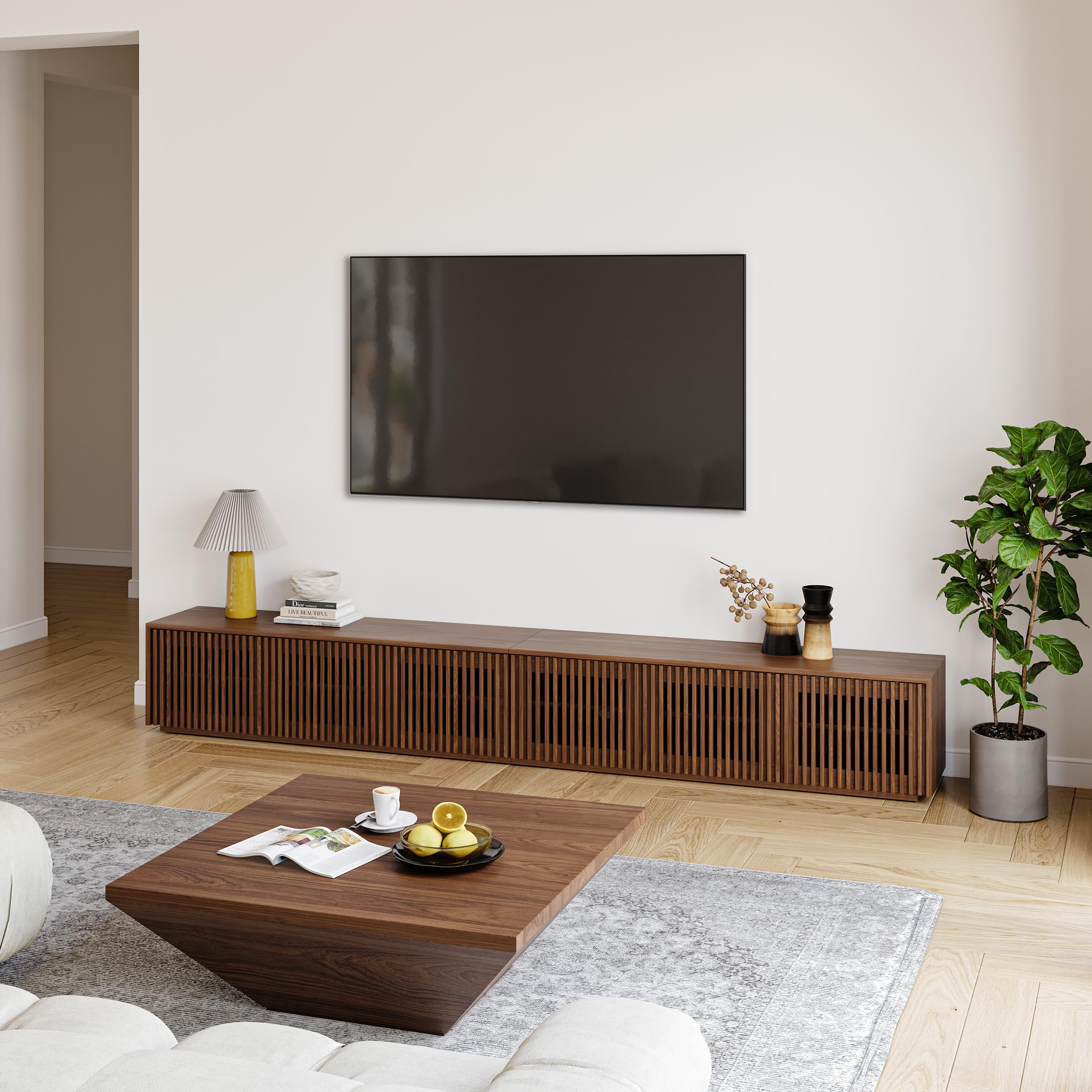 Modern Square Coffee Table with Storage Drawers - 39.4