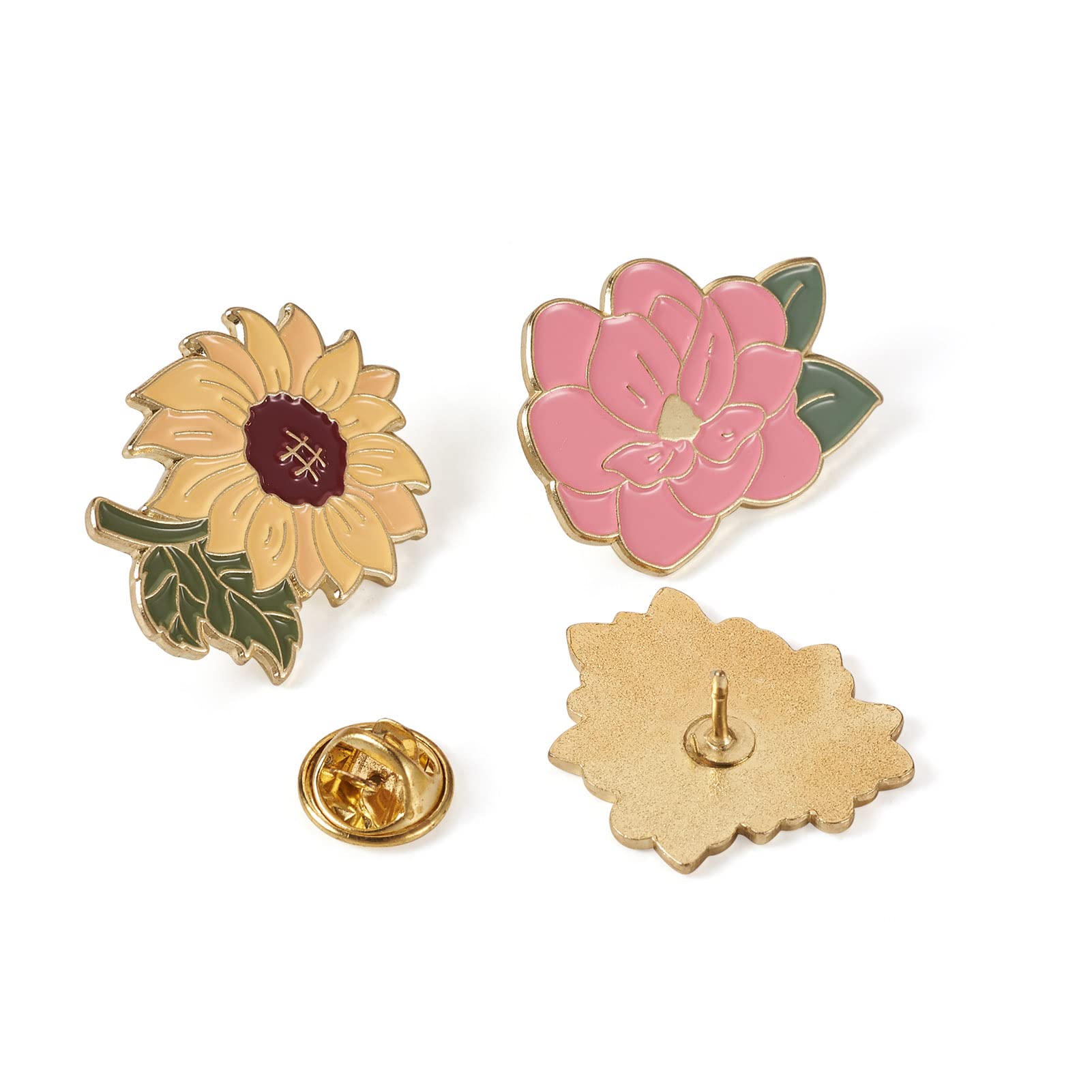 Crafans 16Pcs Floral Enamel Pins - Sakura Cherry Blossom Brooches for Backpacks & Clothing
