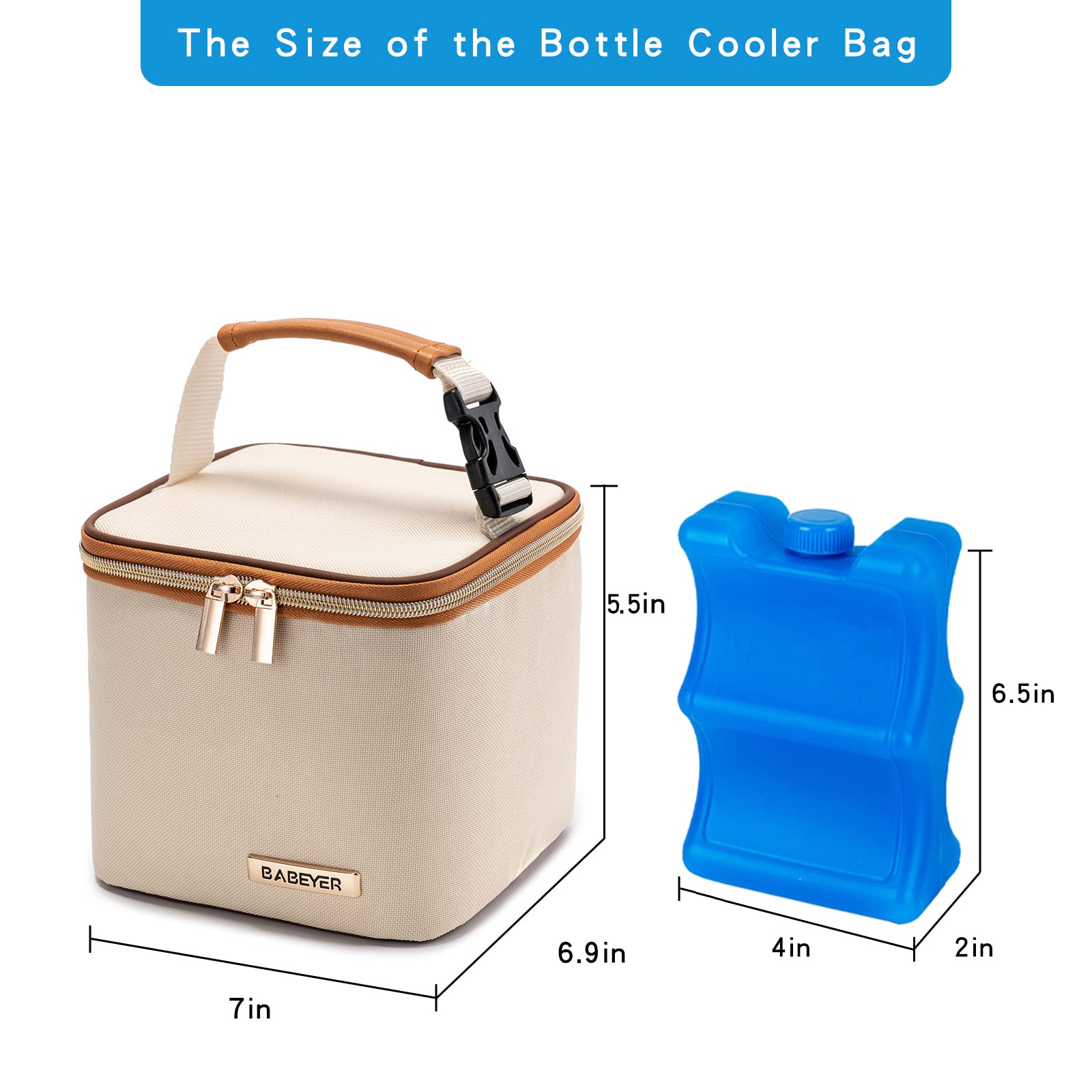 Breastmilk Cooler Bag with Ice Pack - Insulated Baby Bottle Cooler for 4 Bottles (Up to 5oz), Perfect for Nursing Moms, Daycare, and On-the-Go Feeding
