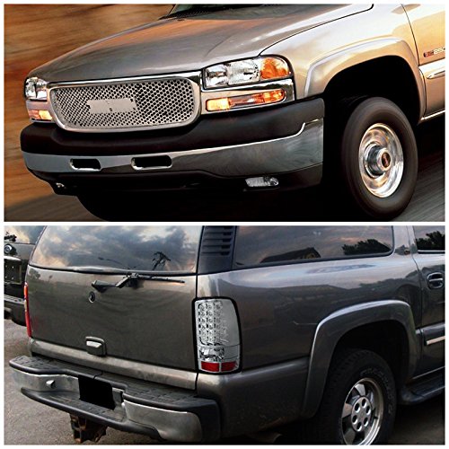 Spec-D Tuning Chrome Headlights with Corner Bumper Lamps & 8-LED Fog Lights - Compatible with GMC Yukon XL (Left & Right Pair) | Durable Headlamp Assembly for Off-Roading & Night Driving