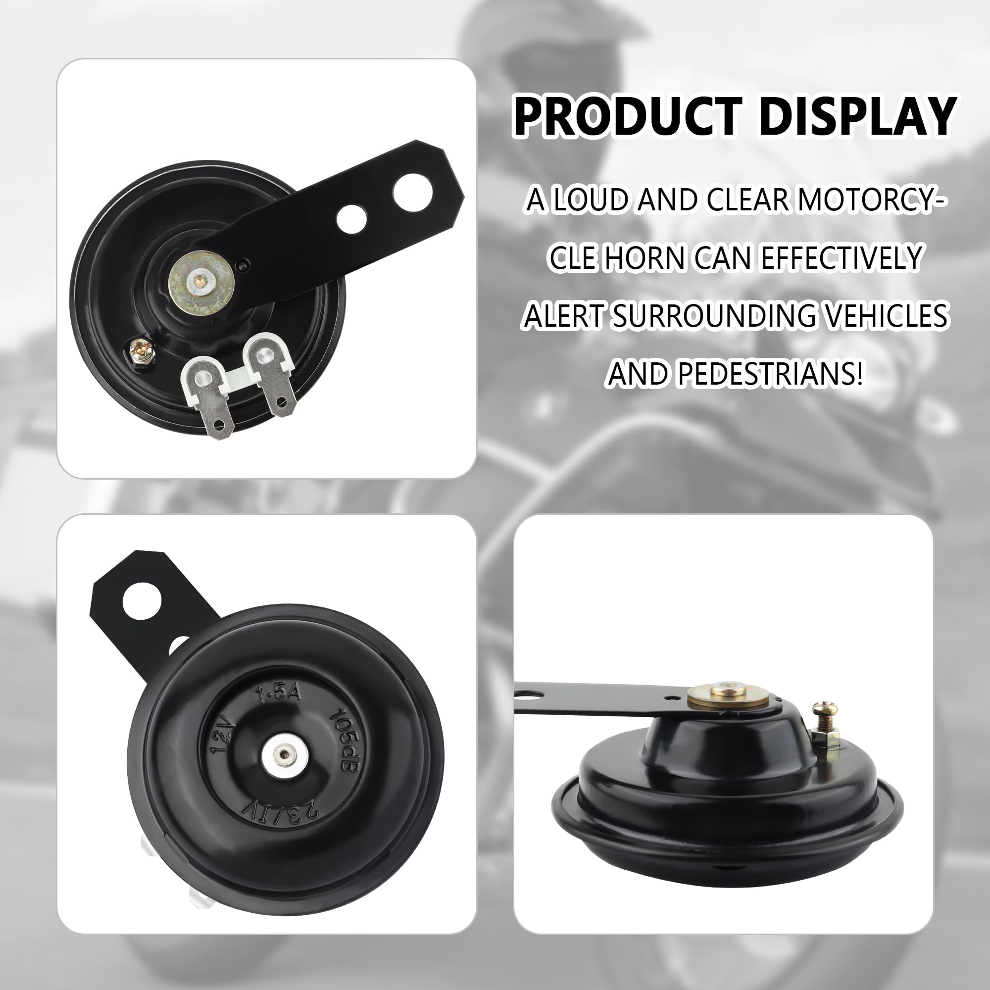 12V 105dB Super Loud Waterproof Motorcycle Air Horn - Universal Electric Warning Horn for Car, Bike, ATV, Truck & Scooter - Perfect for Safety Alerts in Heavy Traffic or Off-Road Adventures