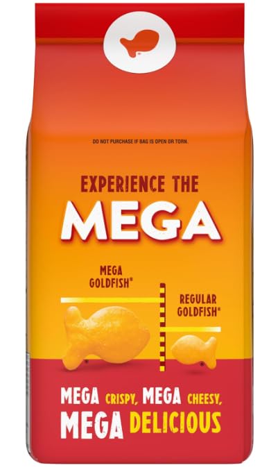 Goldfish Mega Bites Sharp Cheddar Crackers - Family Size 2 Pack (5.9 Oz Each) - Kids Favorite Snacks for School Lunch, After School Treat & Party Food - Crunchy Cheese Crackers for Snacking