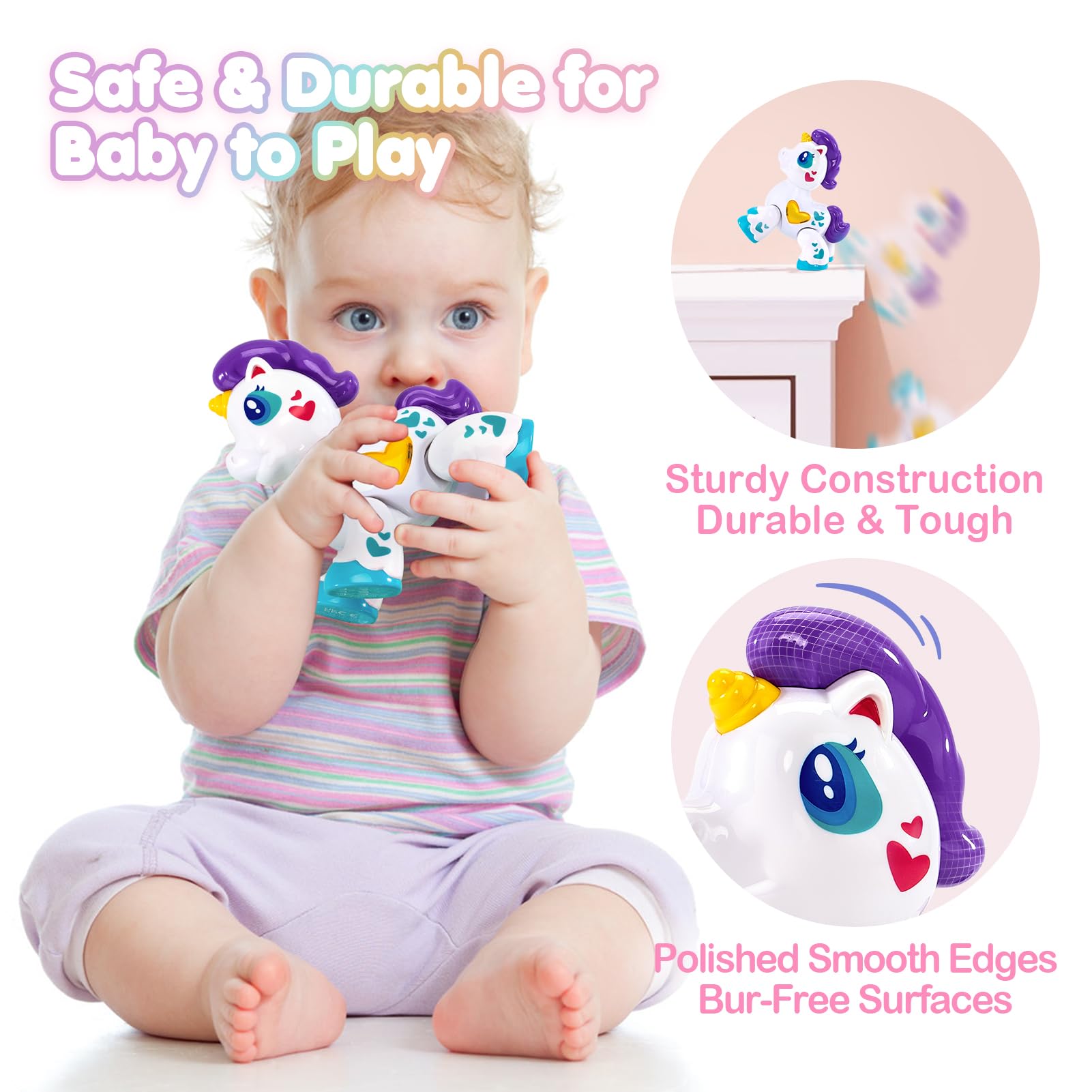 Hahaland Musical Unicorn Light Up Toy for 1 Year Old Girls - Interactive Baby Toddler Toys with Sound & Lights - Perfect Valentine's Gift, Travel Entertainment & Early Learning Development
