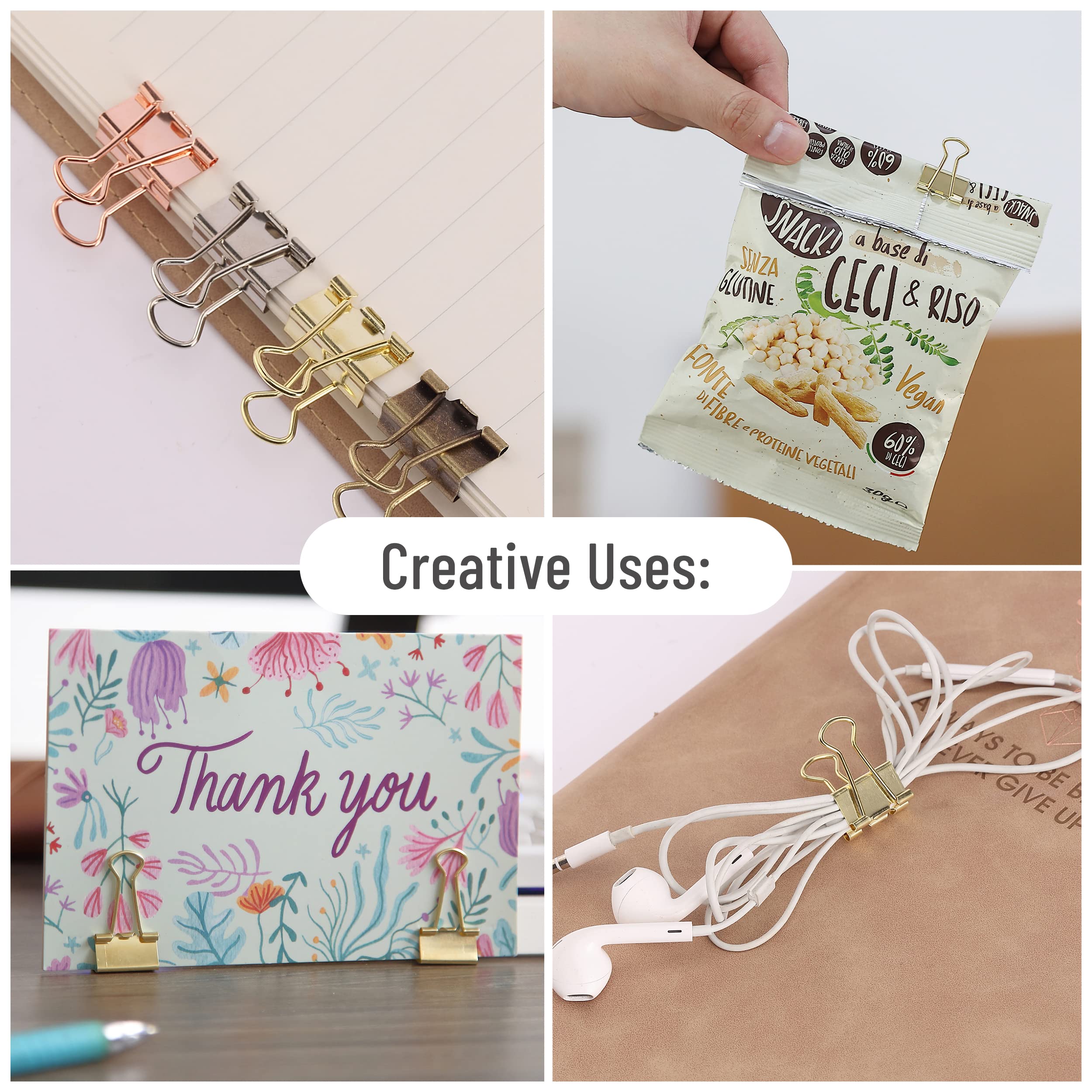 Mr. Pen Small Binder Clips 50-Pack, 0.75 Inch Gold Mini Paper Clips for Office Documents, School Projects, Crafting & Organizing - Micro Binder Clips for Files, Photos, Notes & Bulletin Boards