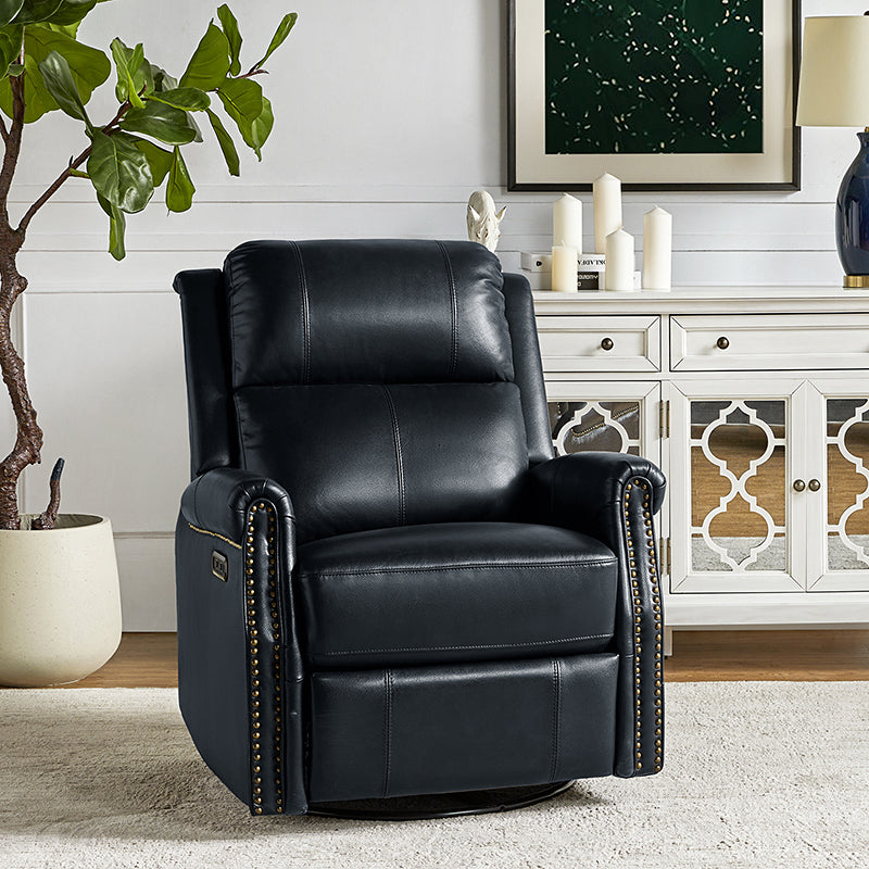 Kaietan Genuine Leather Power Rocking Recliner Chair - Adjustable Electric Massage Recliner Sofa for Living Room, Home Theater & Office Relaxation