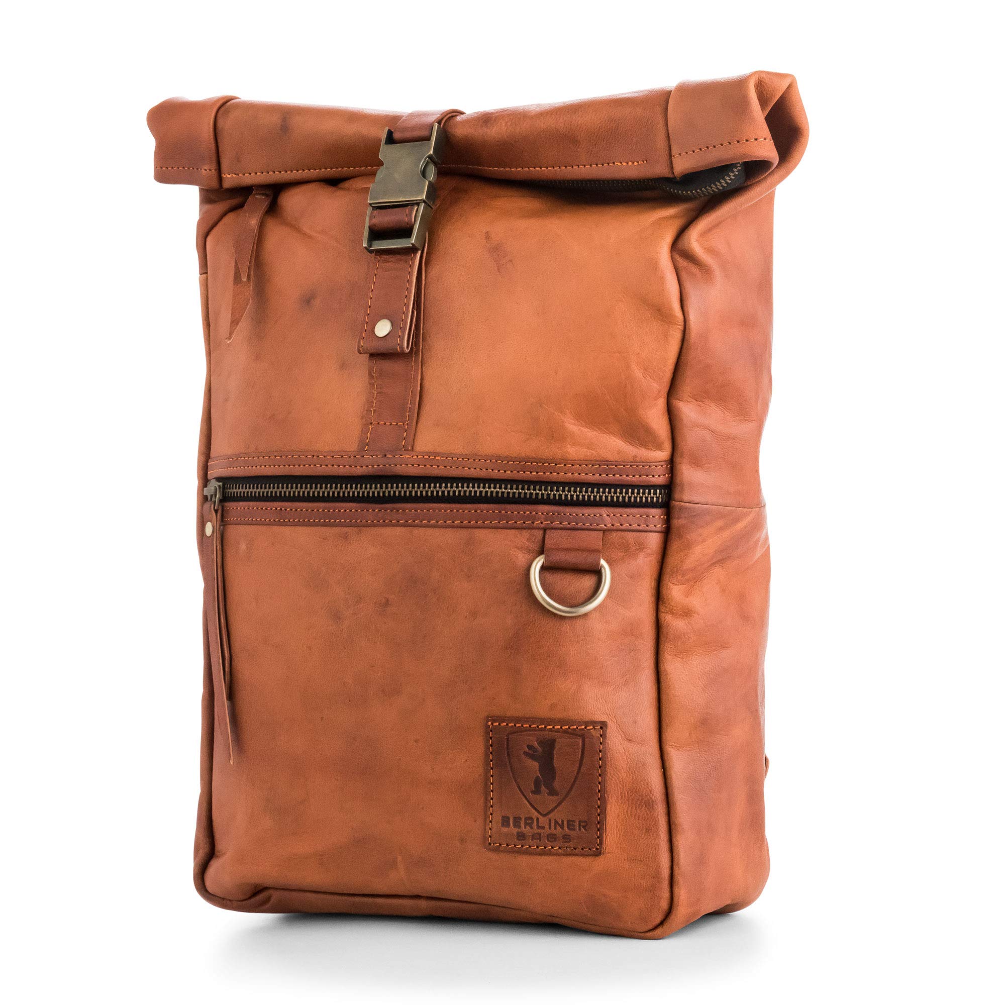 Berliner Bags Utrecht M Genuine Leather Backpack - Vintage Brown Laptop Rucksack for Men & Women (Large Size) - Perfect for Work, Travel & College Campus
