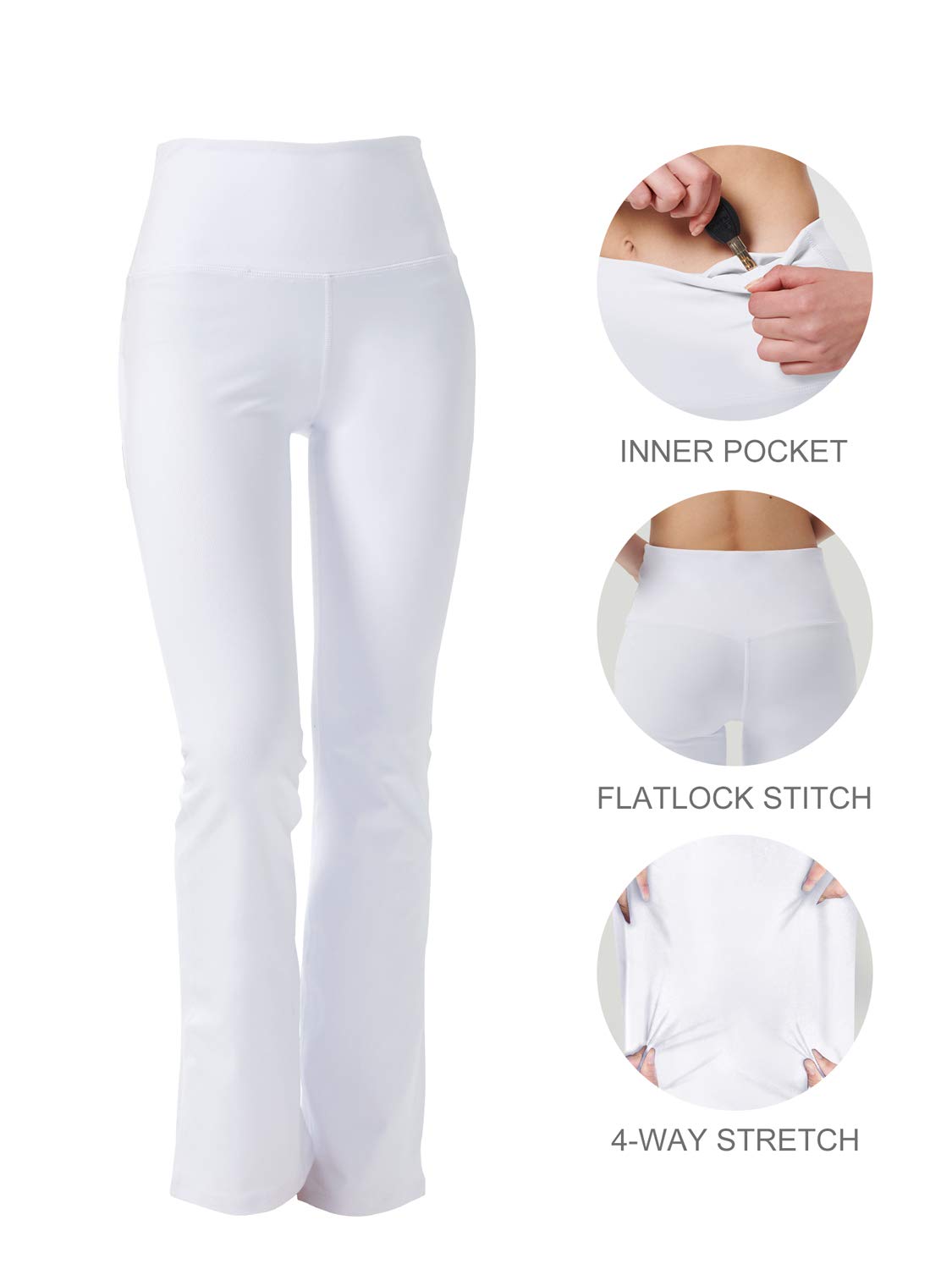 Women's High Waist Bootcut Yoga Pants with Hidden Pockets - Tummy Control Workout & Dress Pants for Yoga, Office & Casual Wear